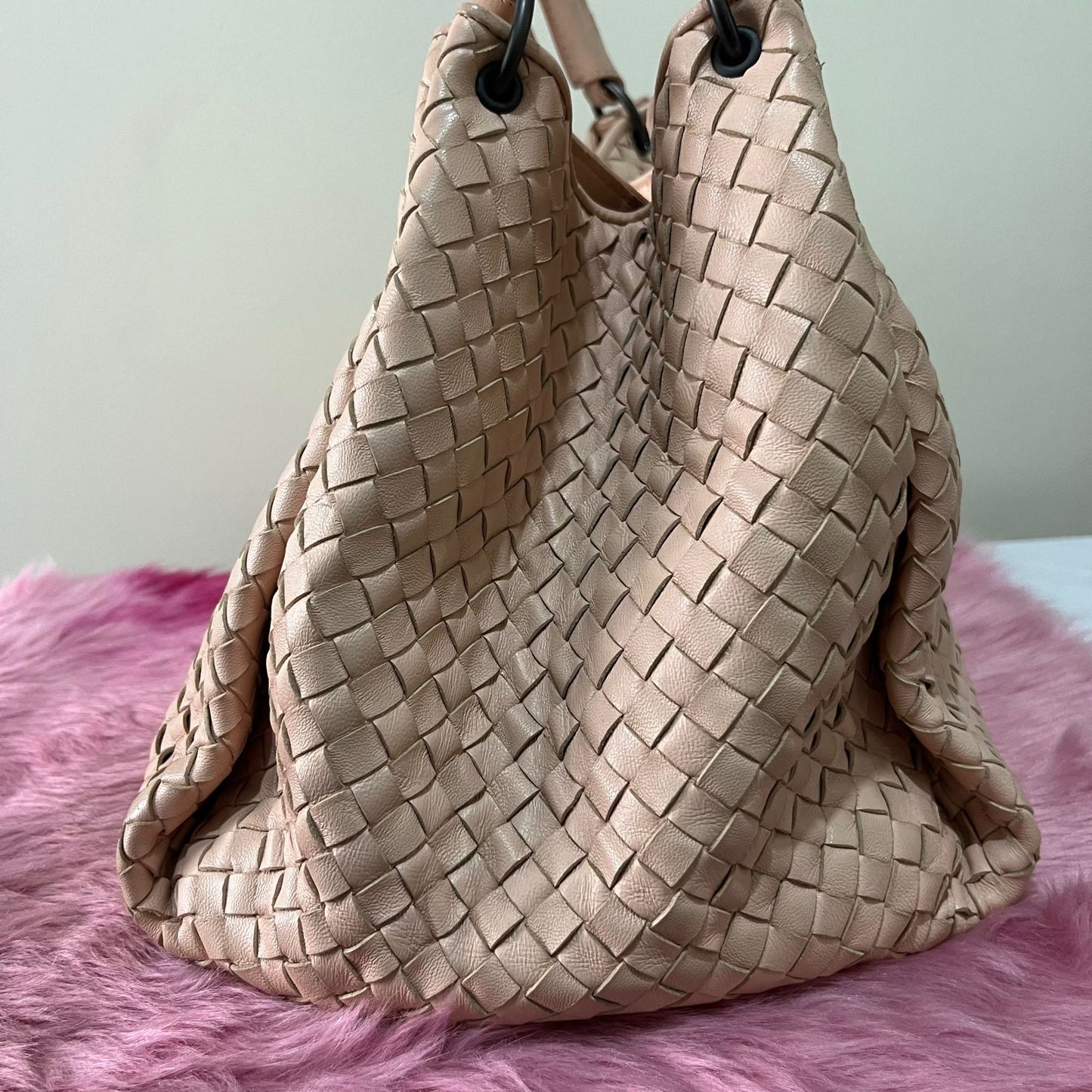 Bottega Veneta Nappa Intrecciato Parachute Pink – 9.5"H x 16"L x 6.5"W