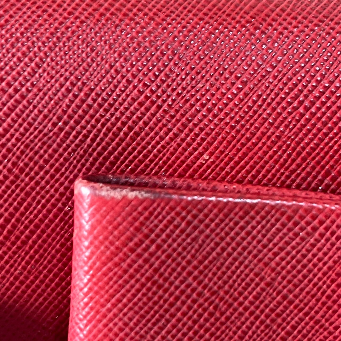 Prada Saffiano Bowy Wallet Red – 3.7"H x 7.5"L x 1"W