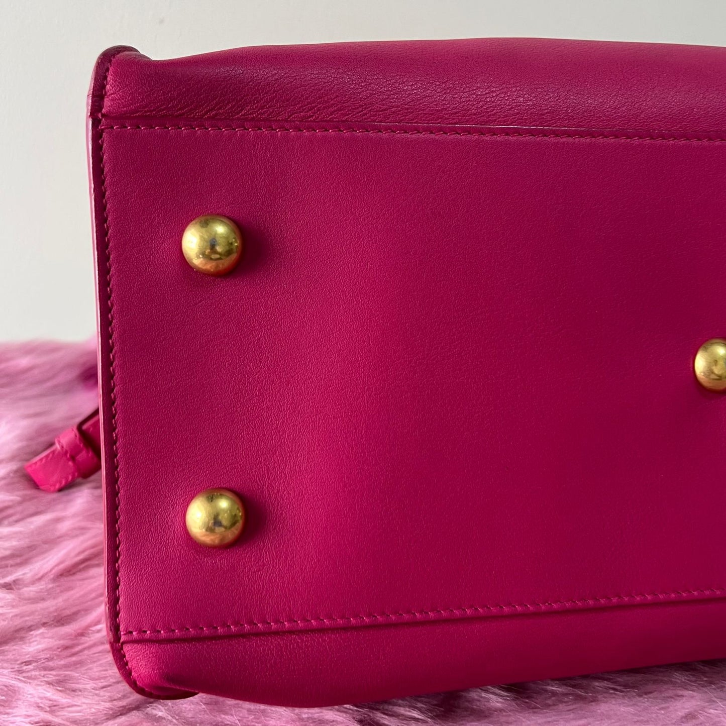 YSL Cabas Bag Hot Pink β 9"H x 13"L x 5"W