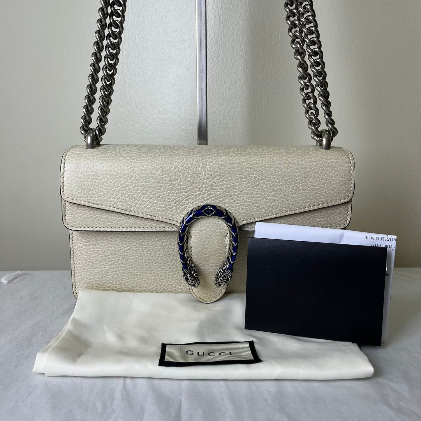 Gucci Dionysus Beige (Blue Hardware) β 8"H x 12"L x 4"W