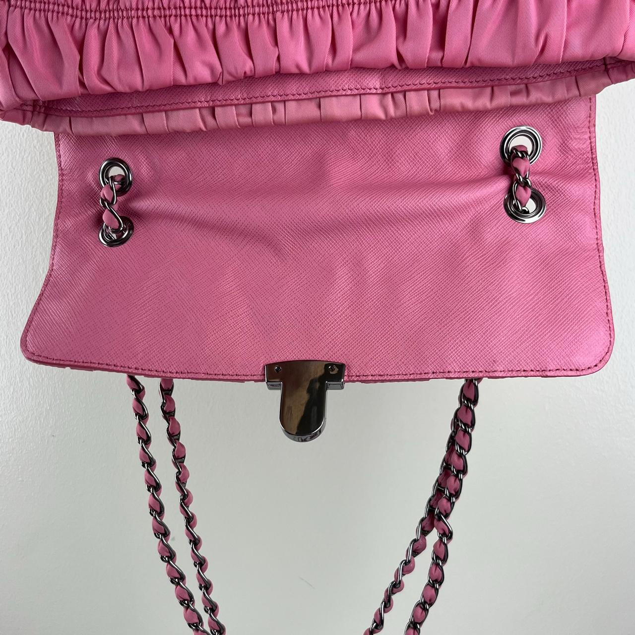 Prada Nappa Gaufre Chain Flap Pink β 5.5"H x 9.4"L x 2.8"W