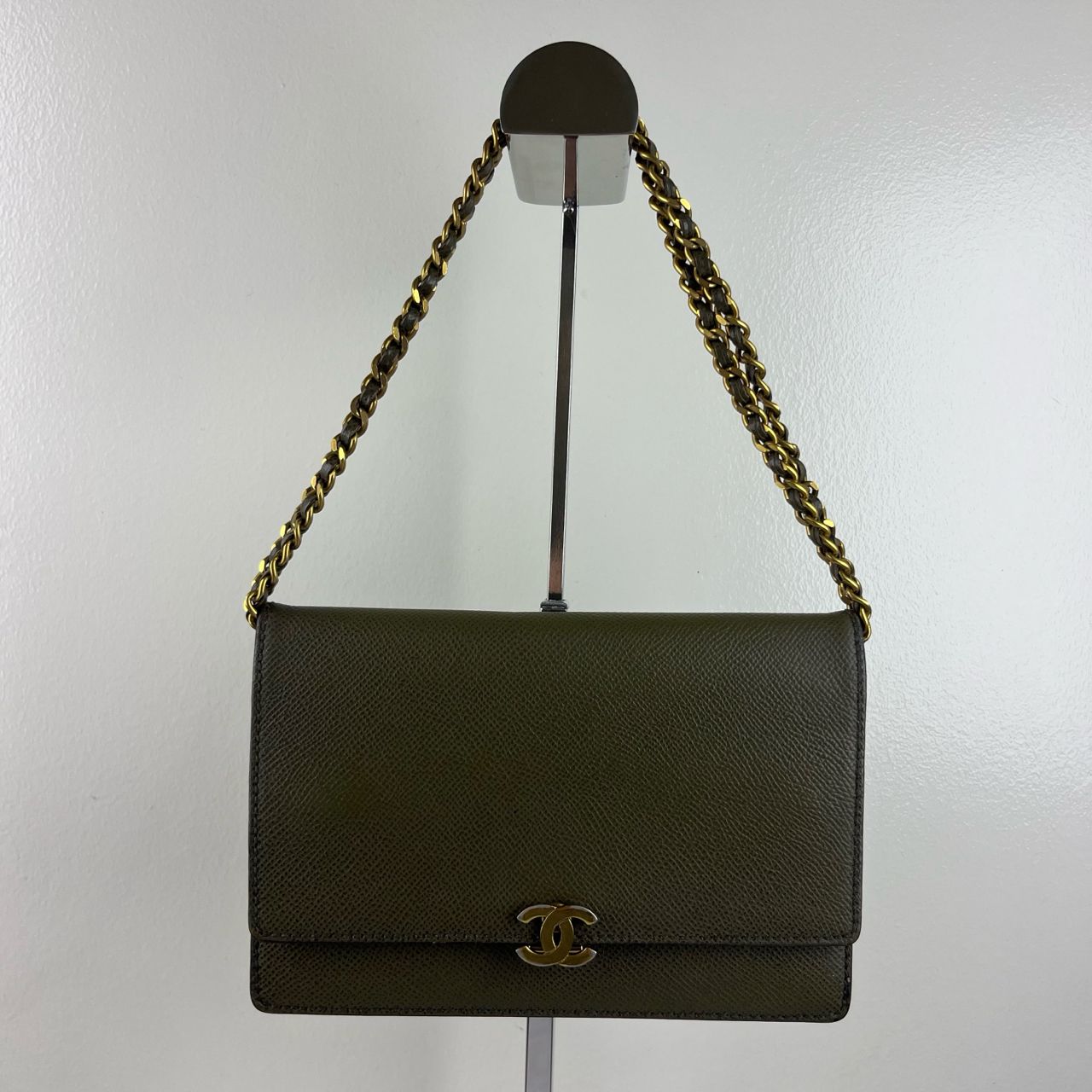Chanel Wallet on Chain Army Green – 5"H x 7.5"L x 1.5"W