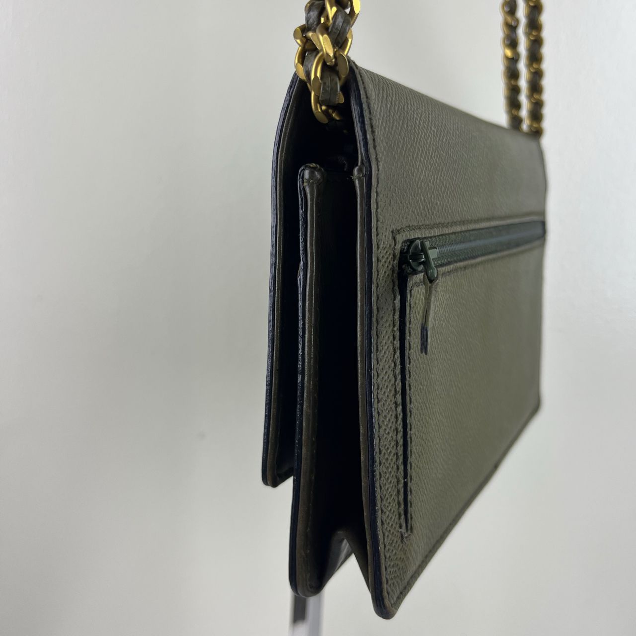 Chanel Wallet on Chain Army Green – 5"H x 7.5"L x 1.5"W