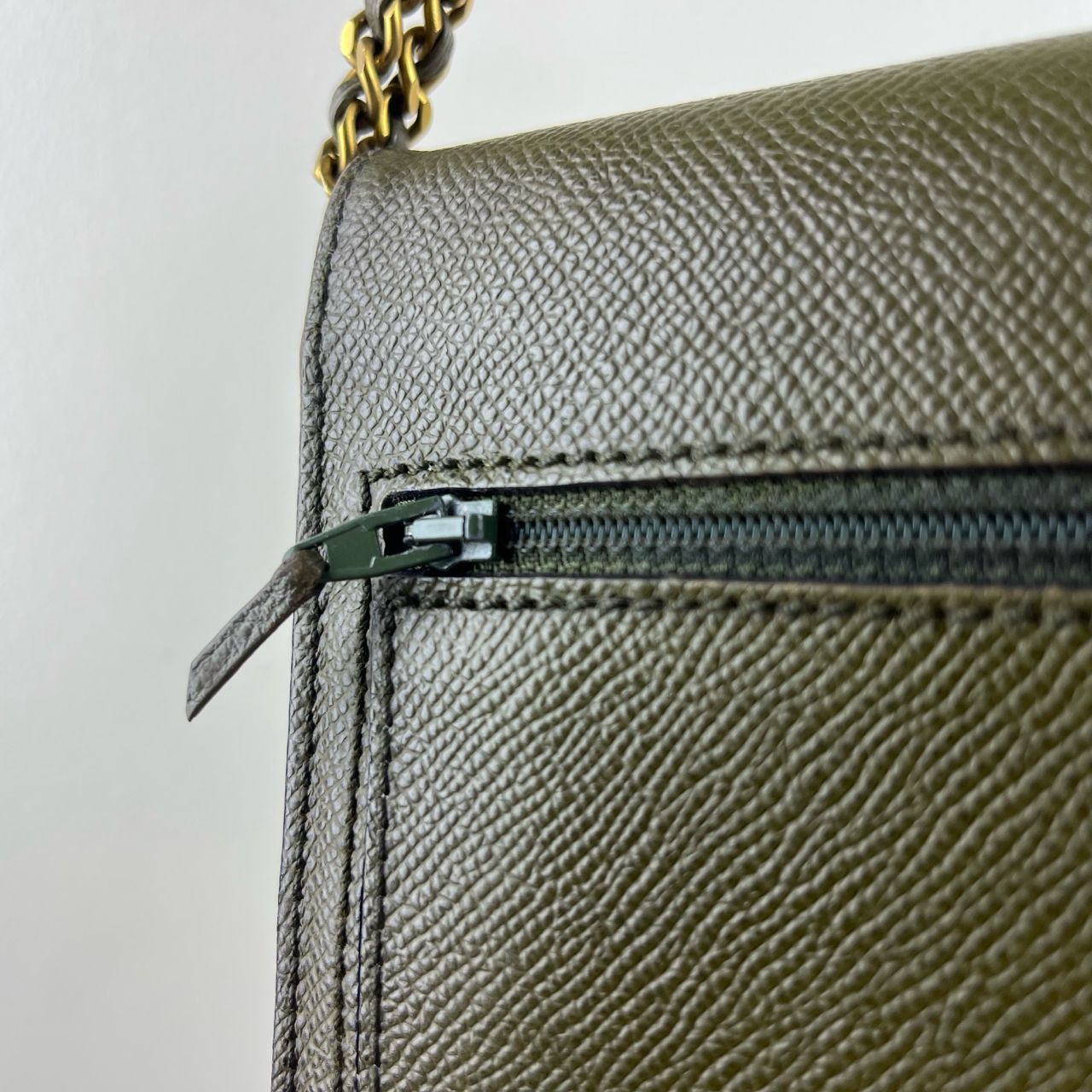Chanel Wallet on Chain Army Green – 5"H x 7.5"L x 1.5"W
