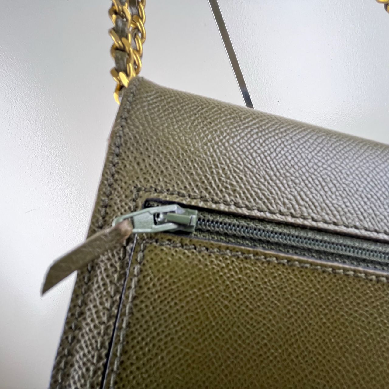 Chanel Wallet on Chain Army Green – 5"H x 7.5"L x 1.5"W