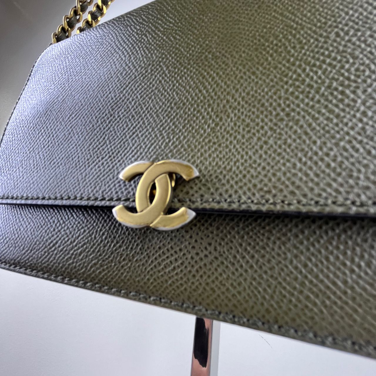 Chanel Wallet on Chain Army Green – 5"H x 7.5"L x 1.5"W