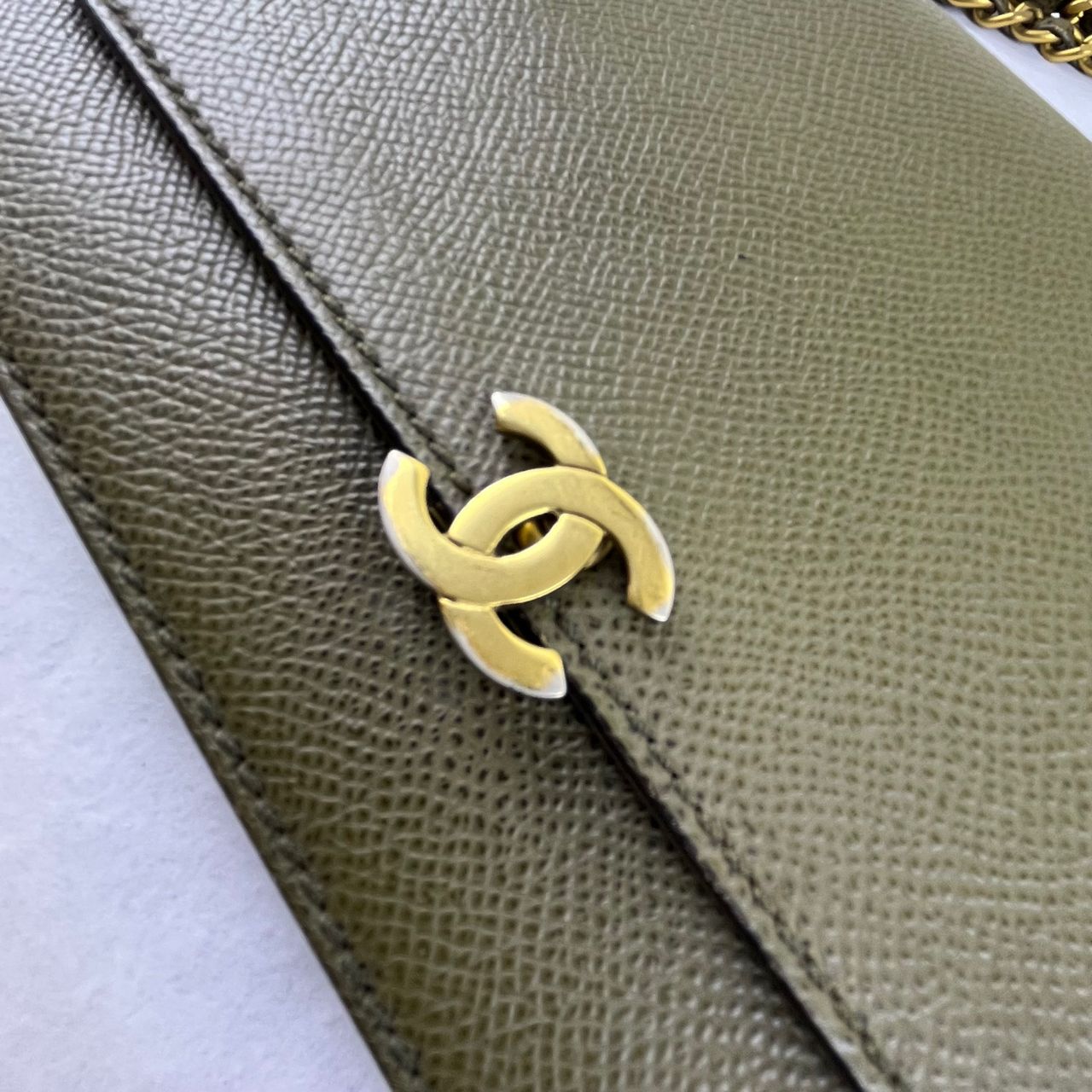 Chanel Wallet on Chain Army Green – 5"H x 7.5"L x 1.5"W