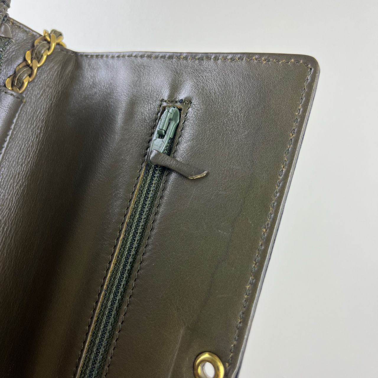 Chanel Wallet on Chain Army Green – 5"H x 7.5"L x 1.5"W