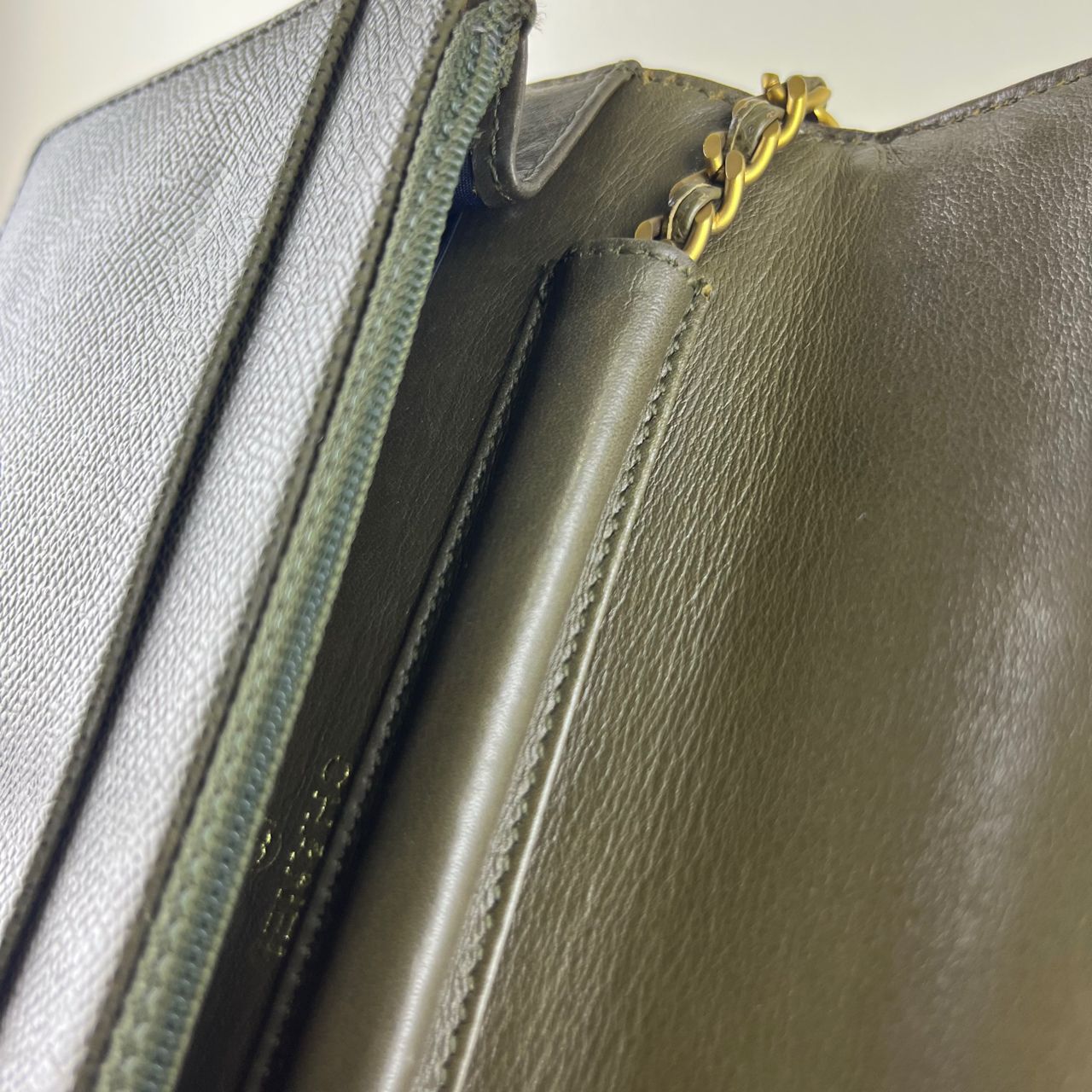 Chanel Wallet on Chain Army Green – 5"H x 7.5"L x 1.5"W