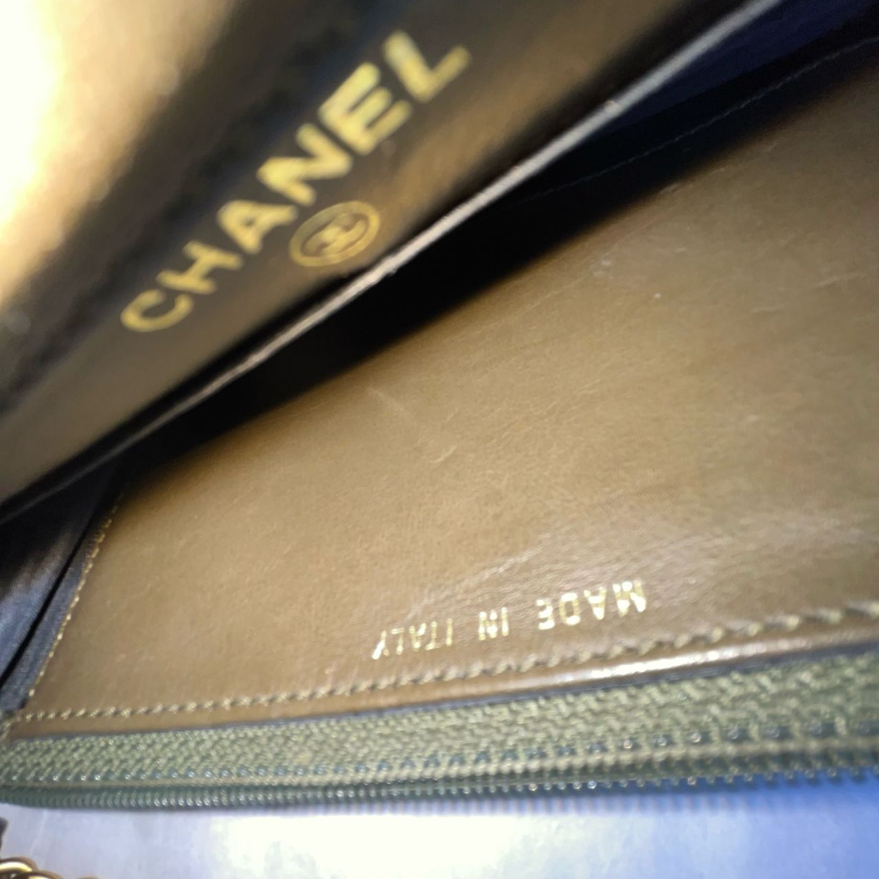 Chanel Wallet on Chain Army Green – 5"H x 7.5"L x 1.5"W