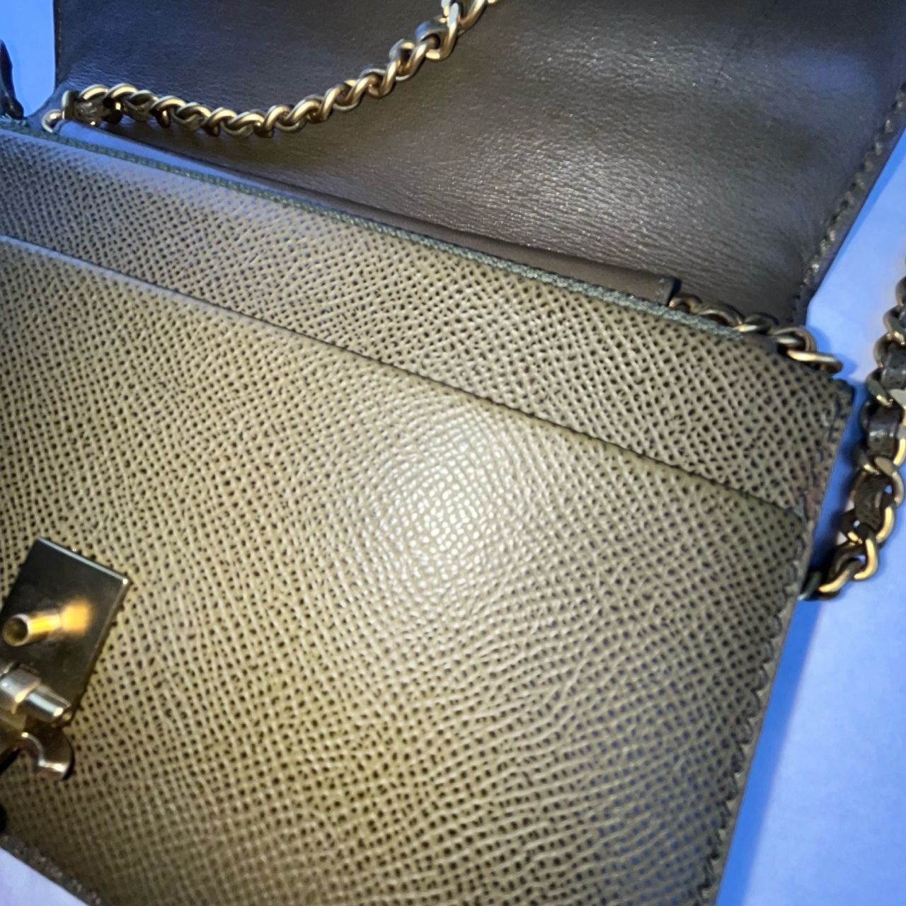 Chanel Wallet on Chain Army Green – 5"H x 7.5"L x 1.5"W