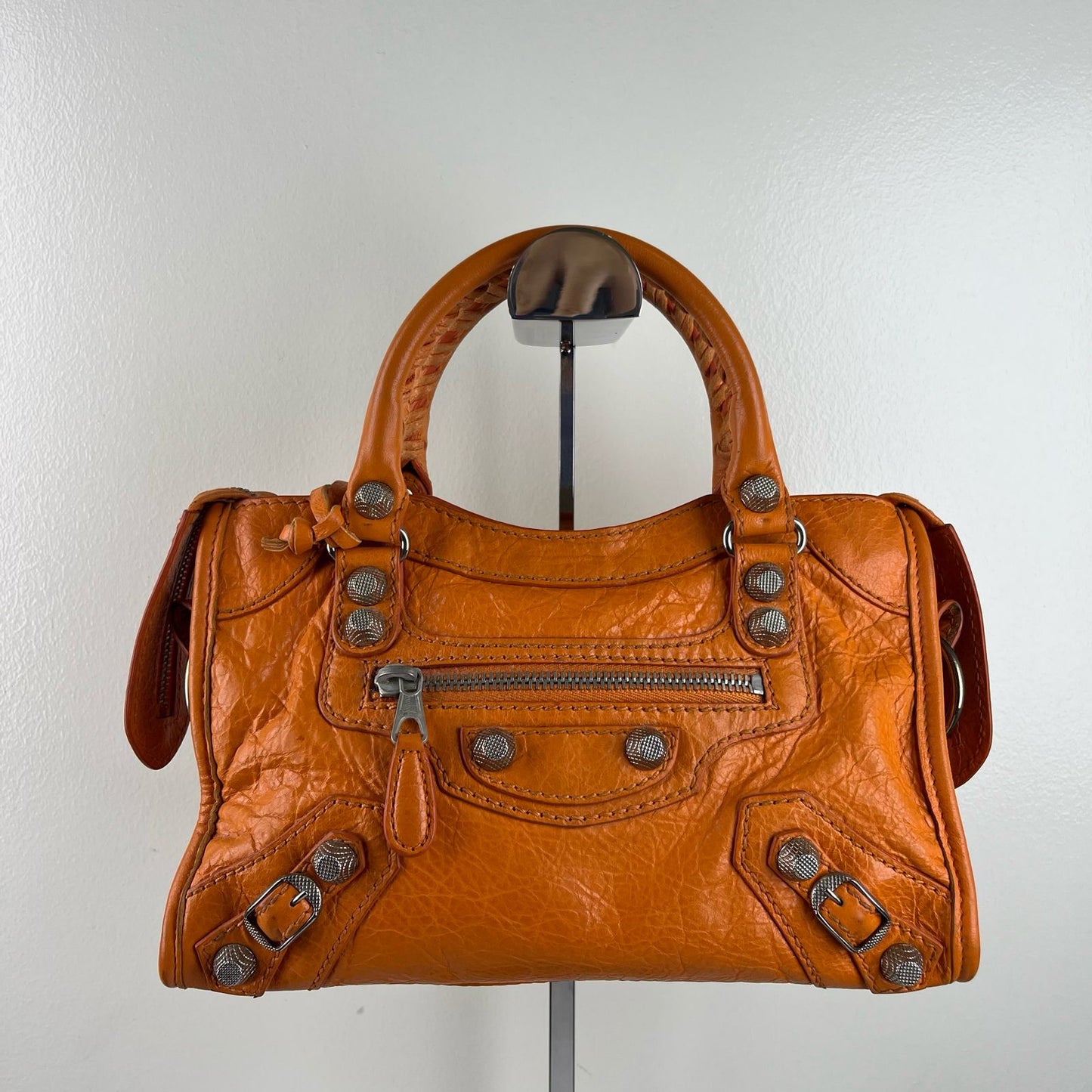 Balenciaga Mini City Orange β H6.2" x L9.4" x W3.1"