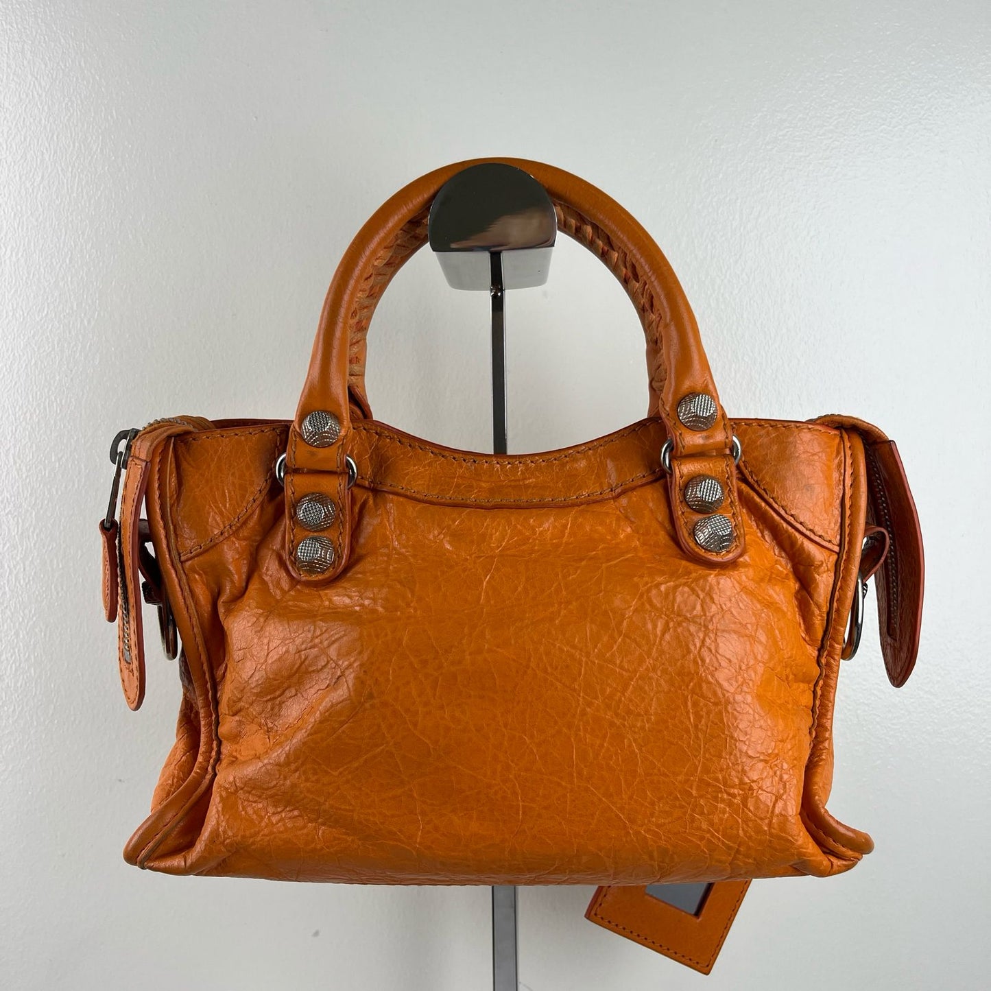 Balenciaga Mini City Orange β H6.2" x L9.4" x W3.1"