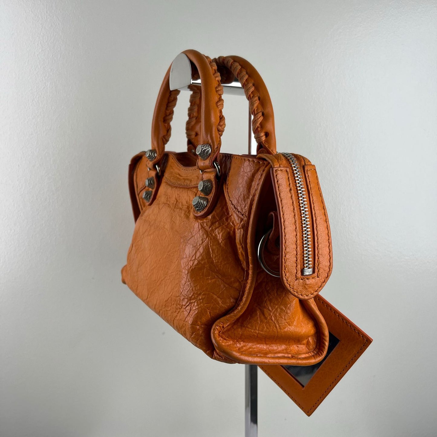 Balenciaga Mini City Orange β H6.2" x L9.4" x W3.1"