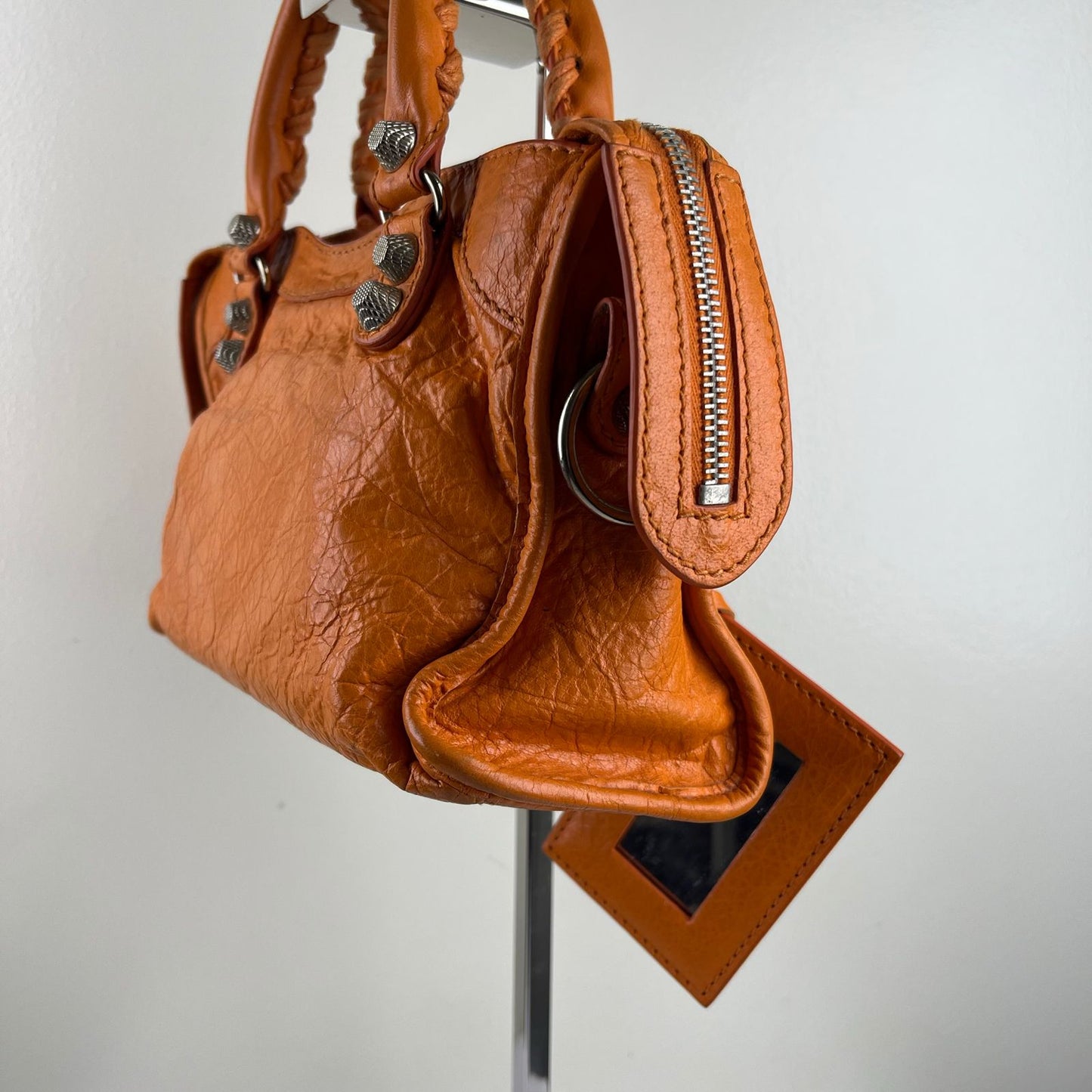 Balenciaga Mini City Orange β H6.2" x L9.4" x W3.1"