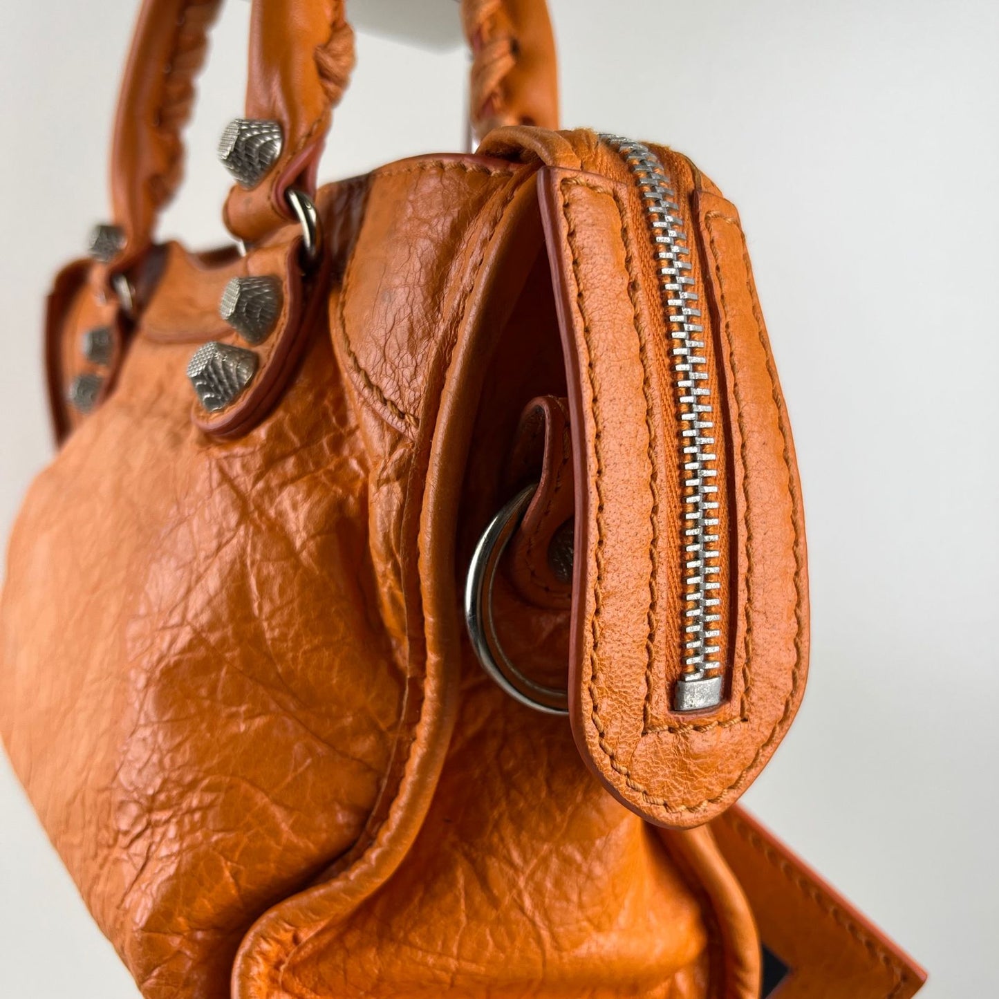 Balenciaga Mini City Orange β H6.2" x L9.4" x W3.1"