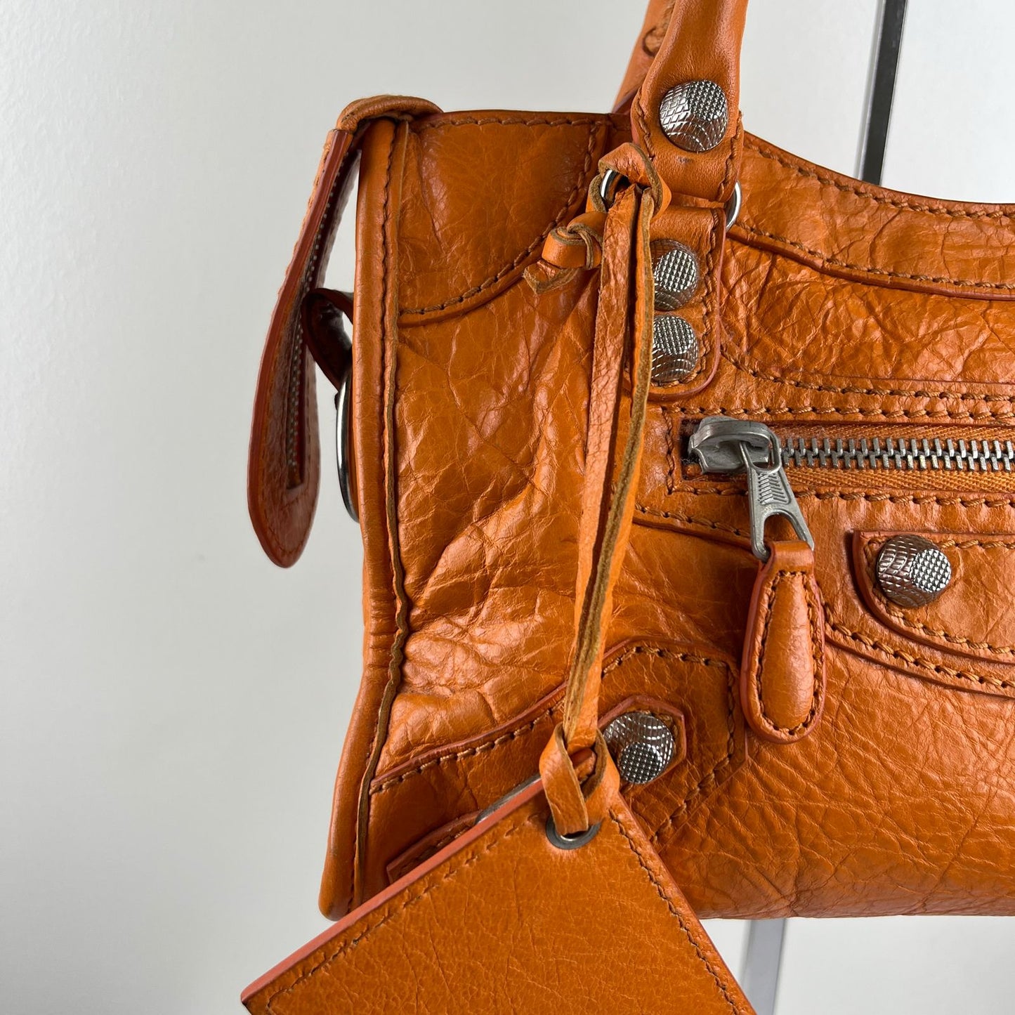 Balenciaga Mini City Orange β H6.2" x L9.4" x W3.1"