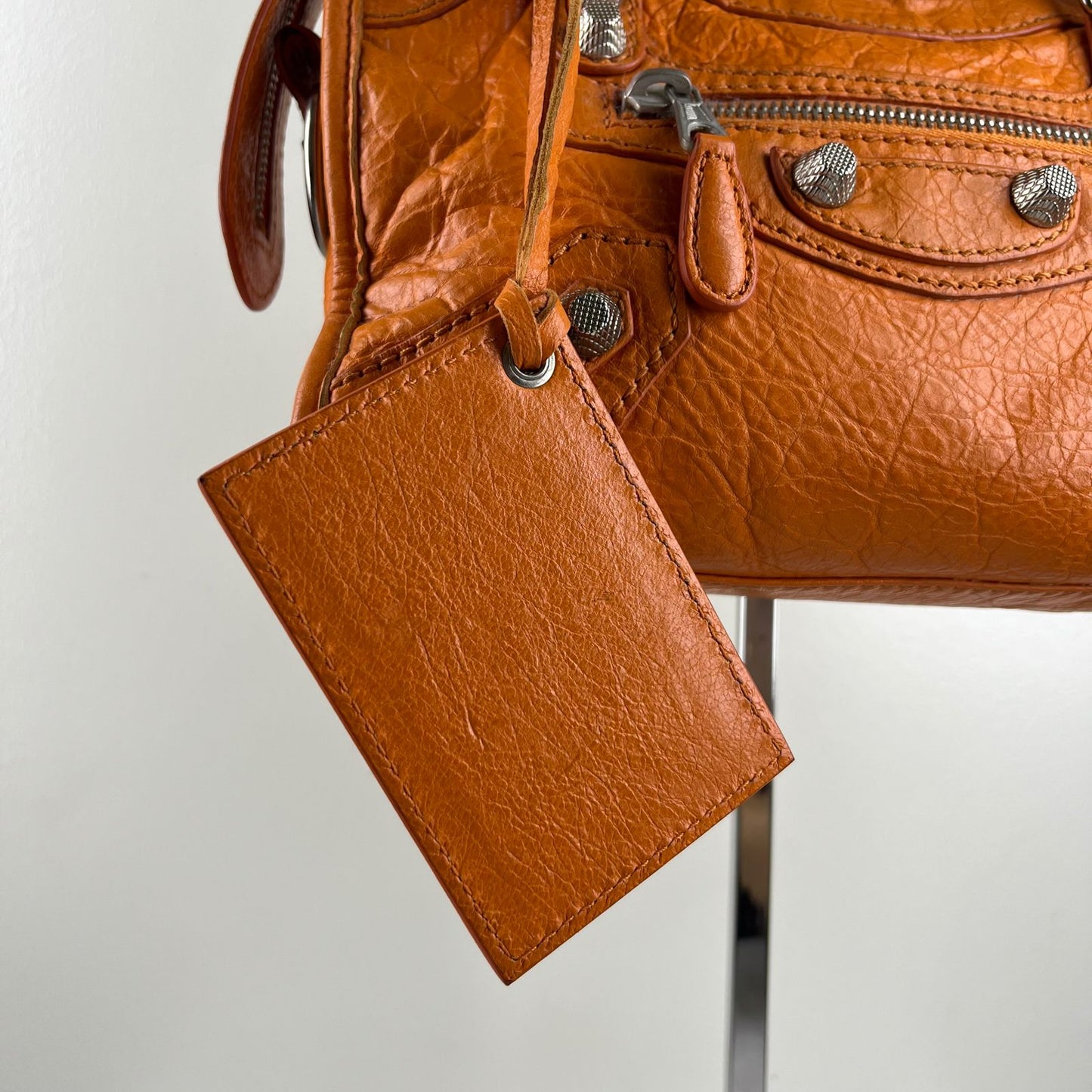 Balenciaga Mini City Orange β H6.2" x L9.4" x W3.1"