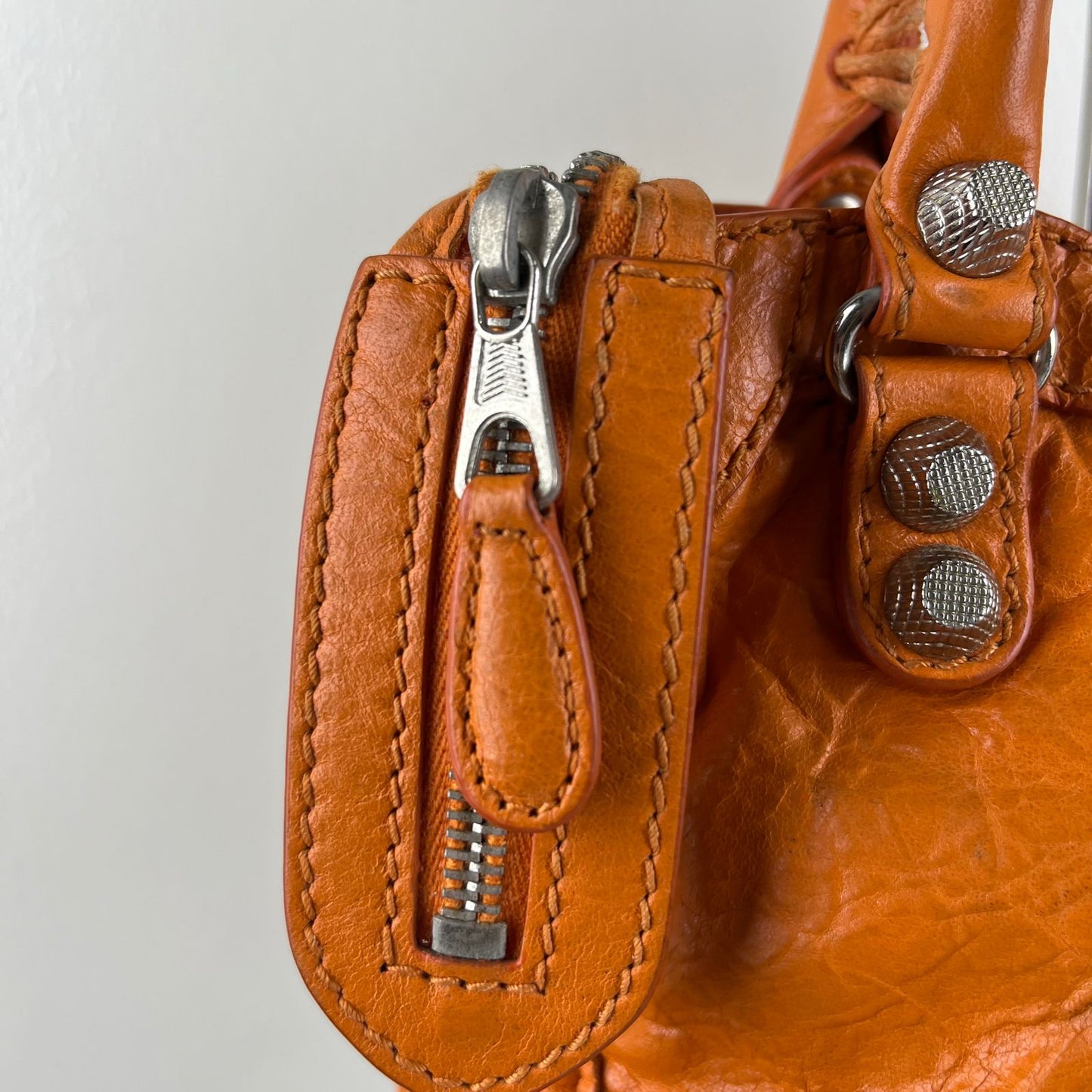 Balenciaga Mini City Orange β H6.2" x L9.4" x W3.1"