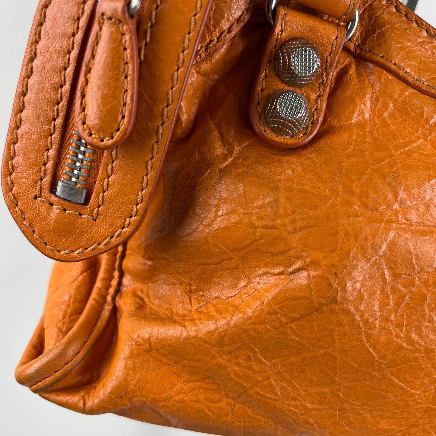 Balenciaga Mini City Orange β H6.2" x L9.4" x W3.1"
