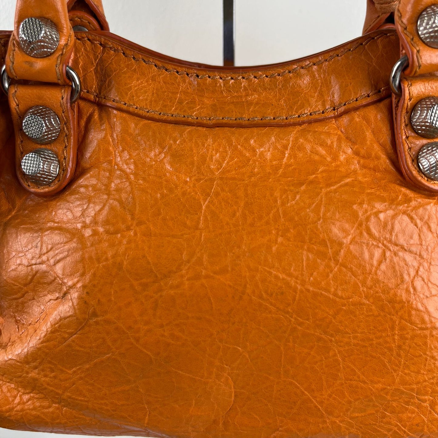 Balenciaga Mini City Orange β H6.2" x L9.4" x W3.1"