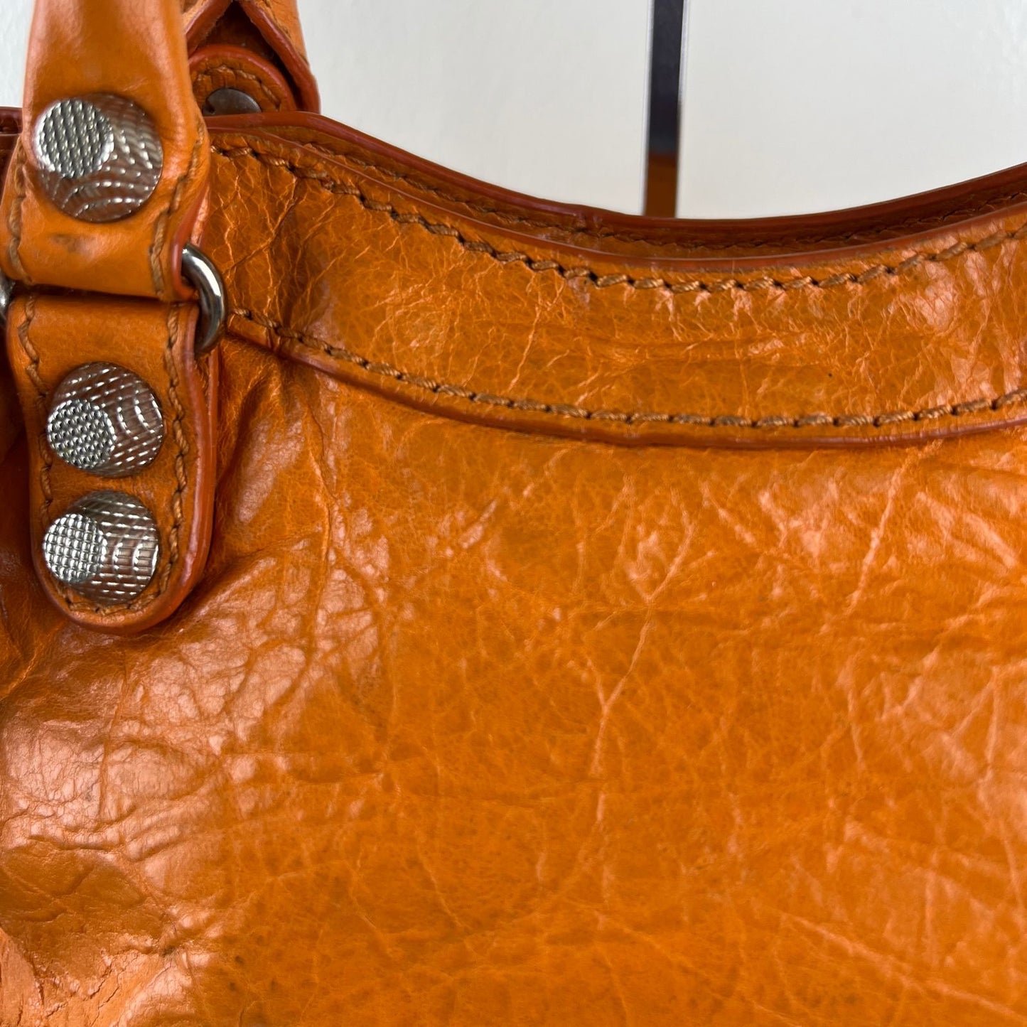 Balenciaga Mini City Orange β H6.2" x L9.4" x W3.1"