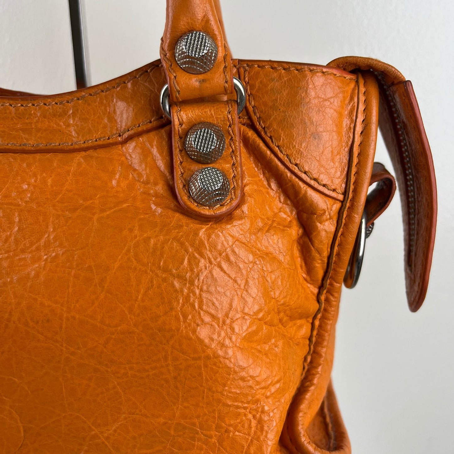 Balenciaga Mini City Orange β H6.2" x L9.4" x W3.1"