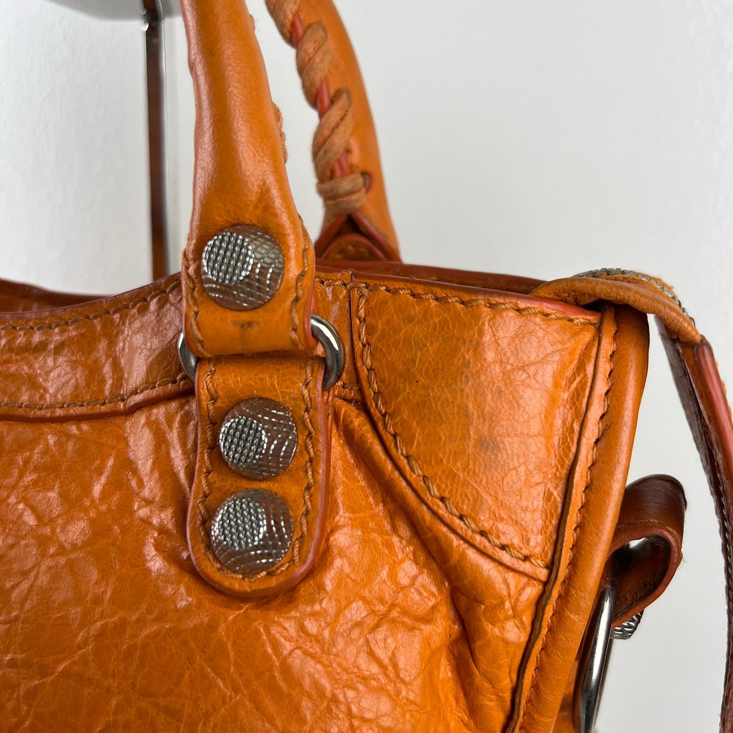 Balenciaga Mini City Orange β H6.2" x L9.4" x W3.1"