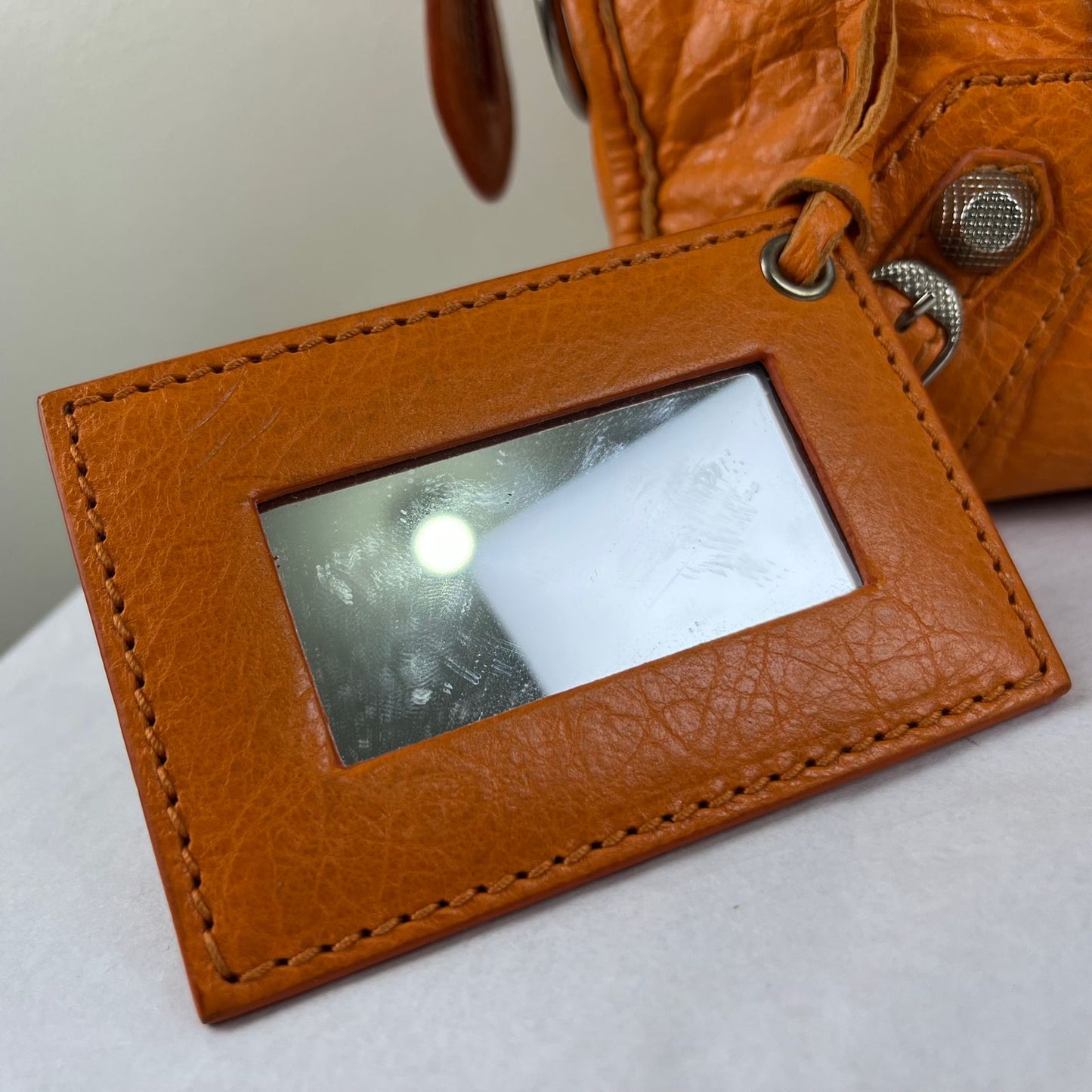 Balenciaga Mini City Orange β H6.2" x L9.4" x W3.1"