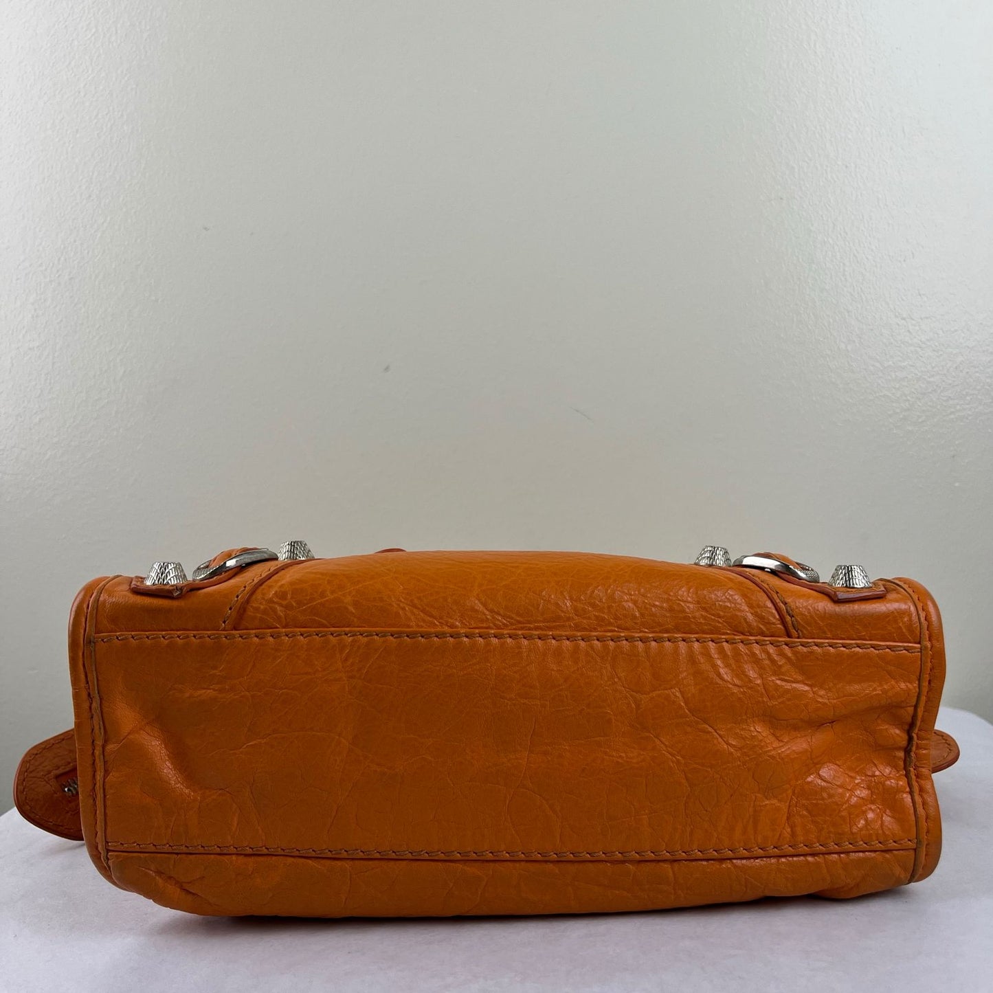 Balenciaga Mini City Orange β H6.2" x L9.4" x W3.1"