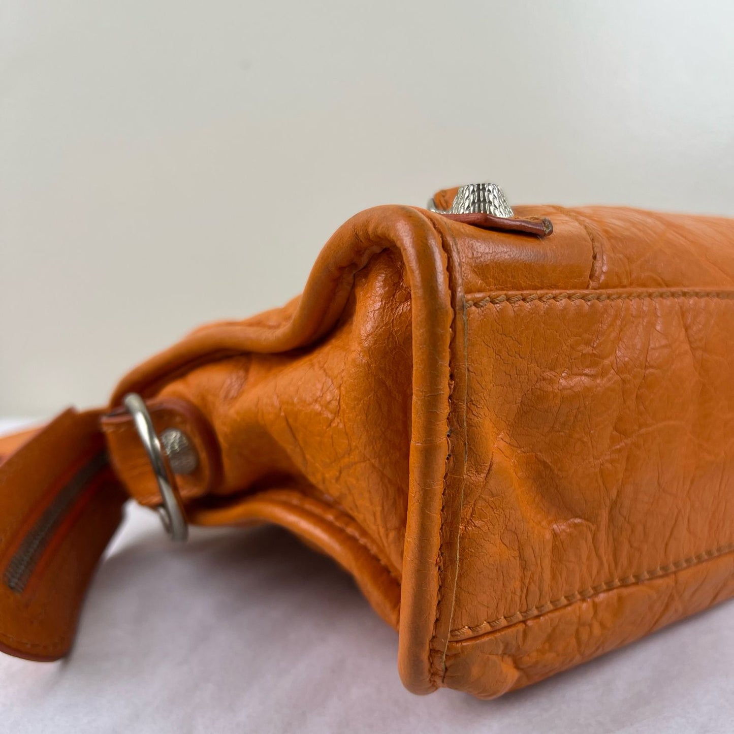 Balenciaga Mini City Orange β H6.2" x L9.4" x W3.1"