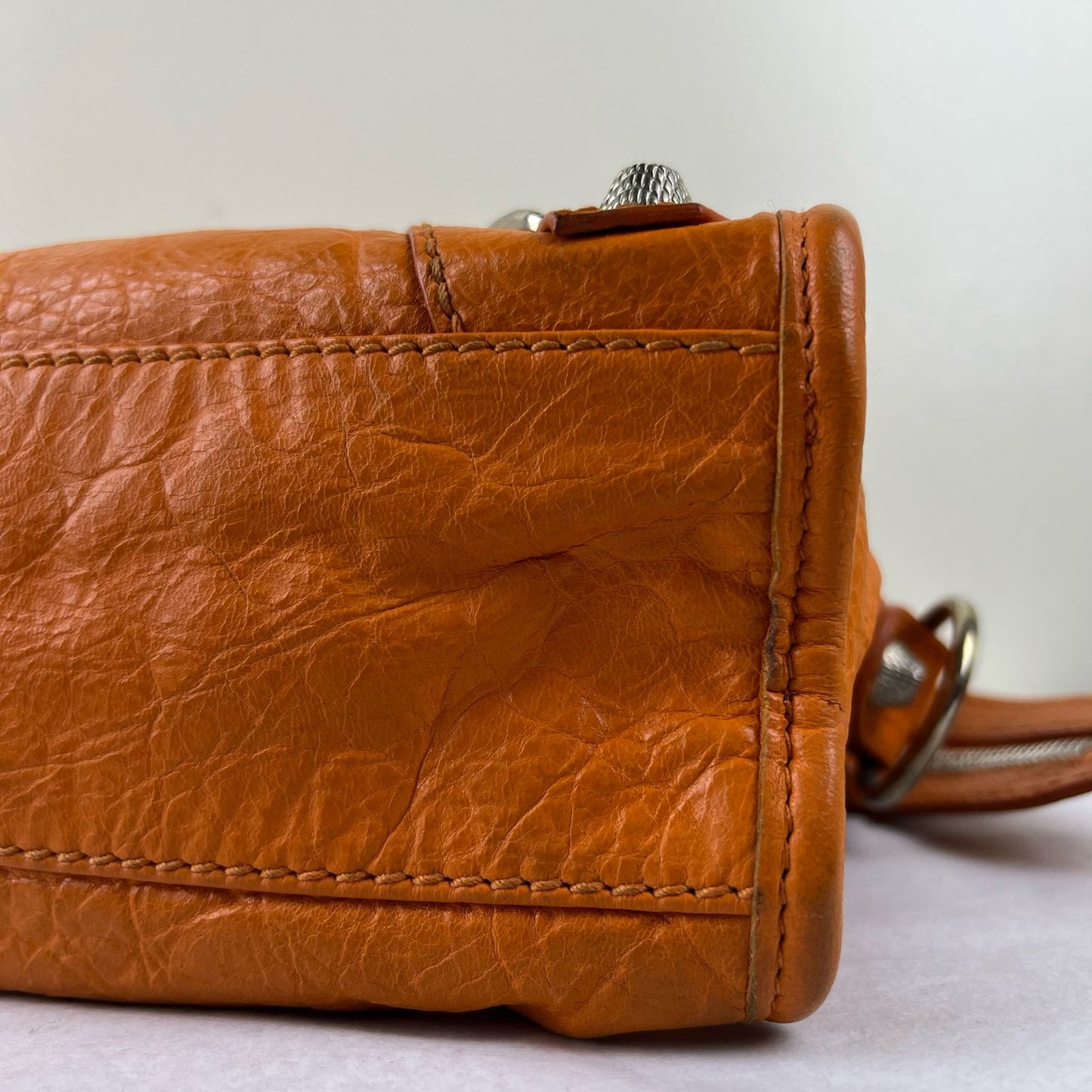 Balenciaga Mini City Orange β H6.2" x L9.4" x W3.1"