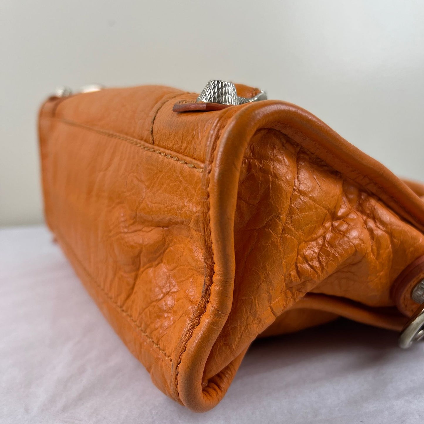 Balenciaga Mini City Orange β H6.2" x L9.4" x W3.1"