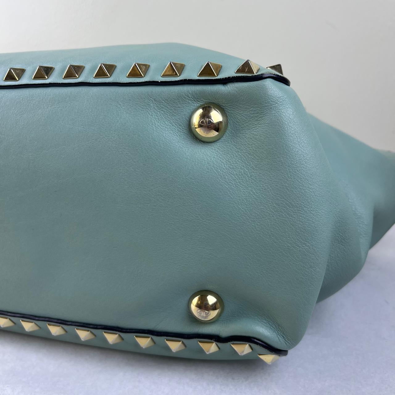 Valentino Rockstud Tote Teal – H10" x L13.5" x W5.5"