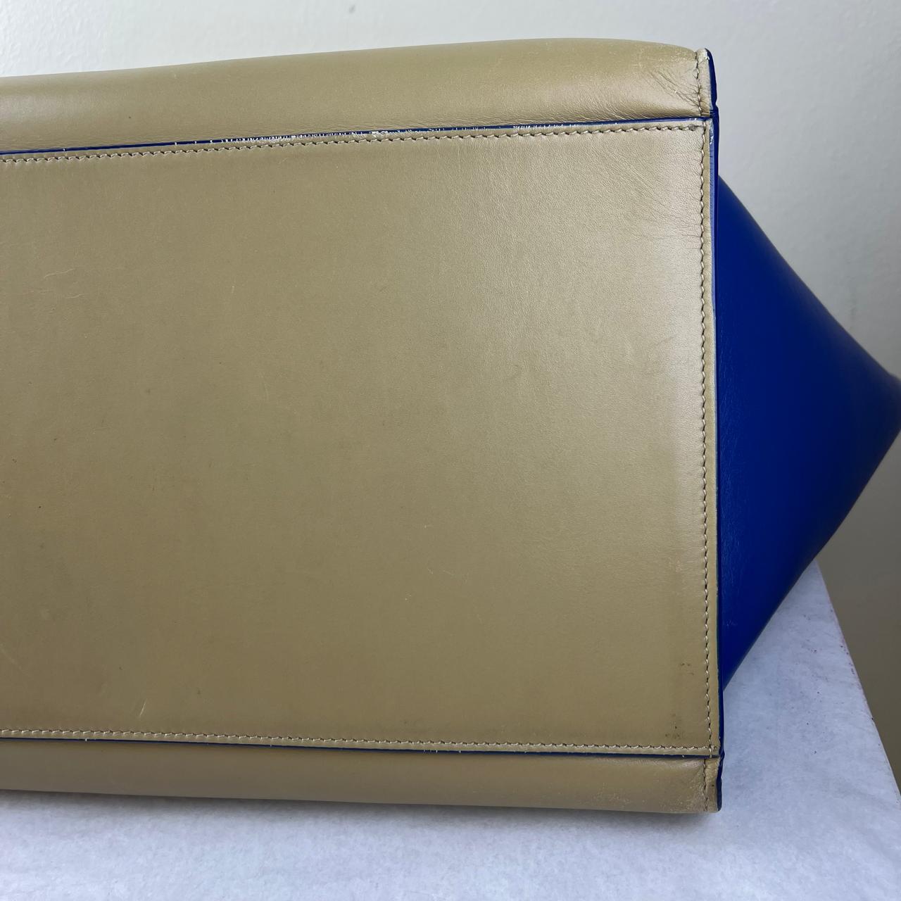 Celine Medium Trapeze Beige/Blue – 9"H x 12"L x 7"W