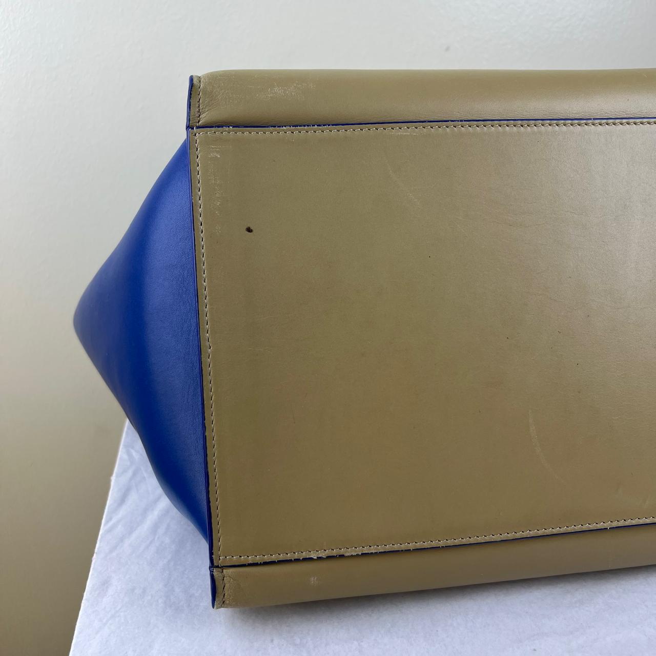 Celine Medium Trapeze Beige/Blue – 9"H x 12"L x 7"W