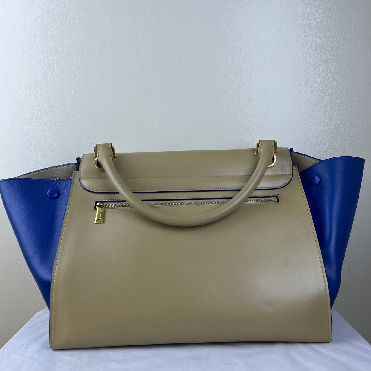 Celine Medium Trapeze Beige/Blue – 9"H x 12"L x 7"W