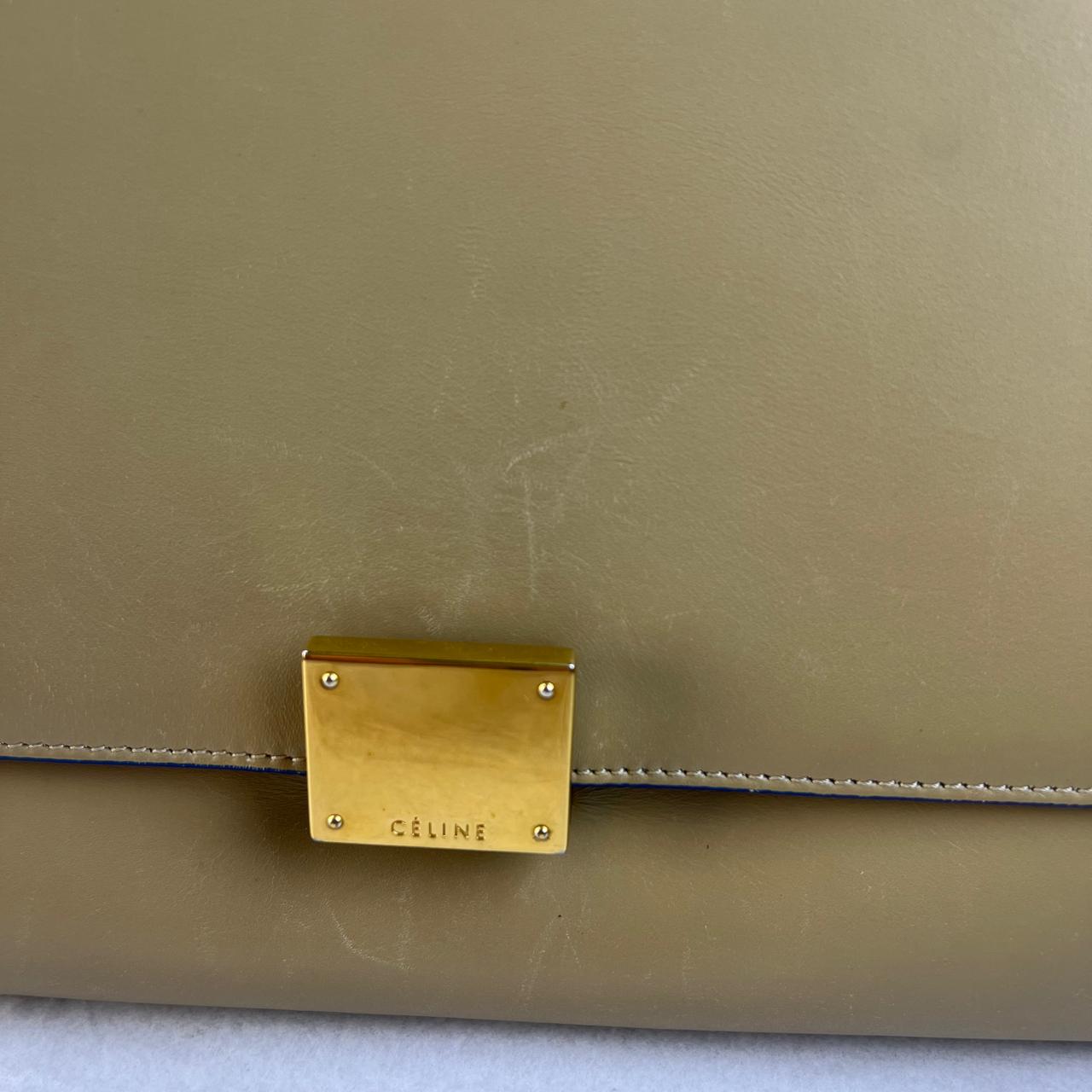 Celine Medium Trapeze Beige/Blue – 9"H x 12"L x 7"W