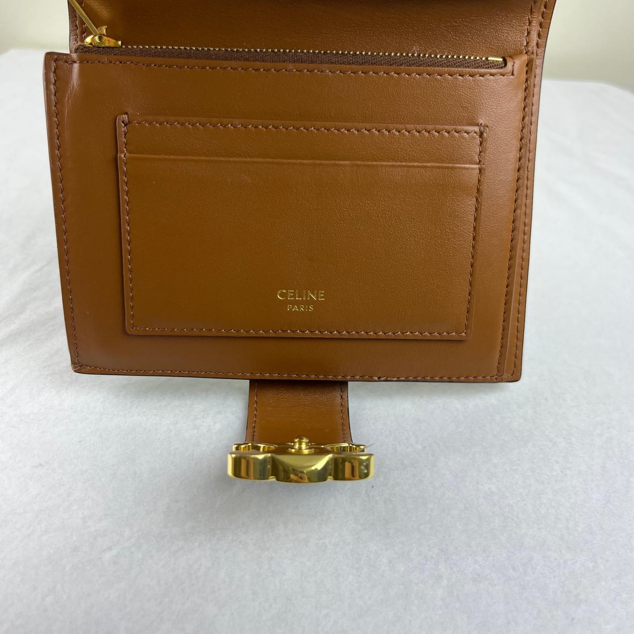 Celine Triomphe Canvas Compact Wallet – 3.9"H x 4.1"L x 1"W
