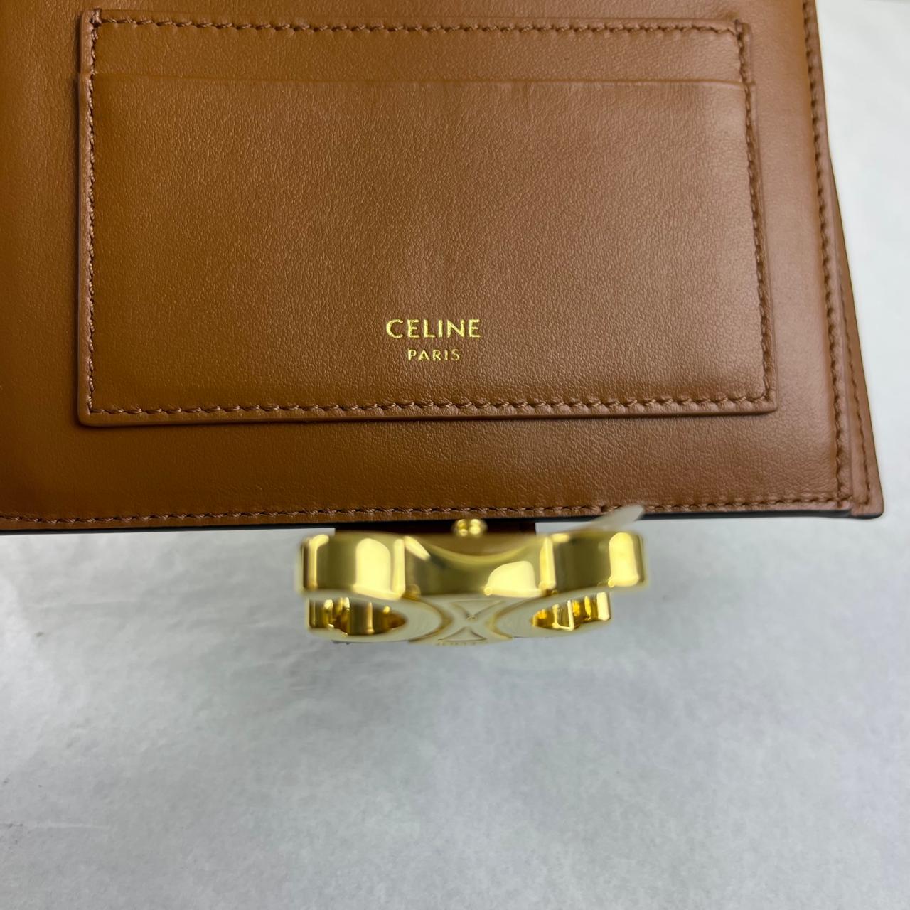 Celine Triomphe Canvas Compact Wallet – 3.9"H x 4.1"L x 1"W