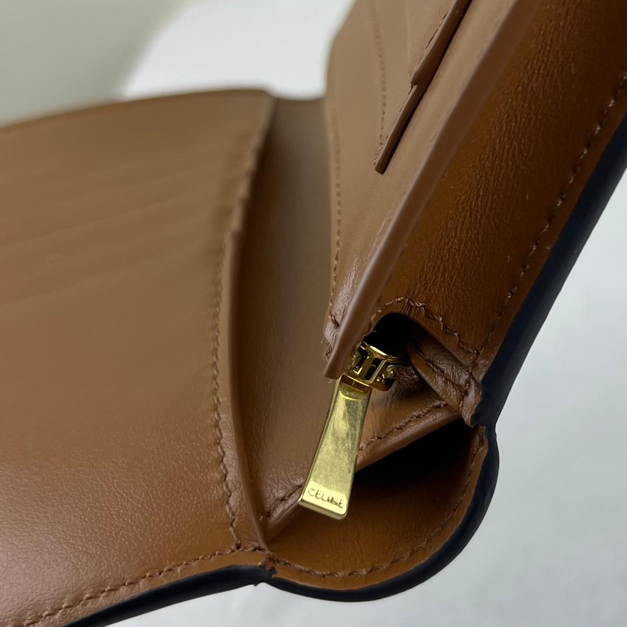 Celine Triomphe Canvas Compact Wallet – 3.9"H x 4.1"L x 1"W