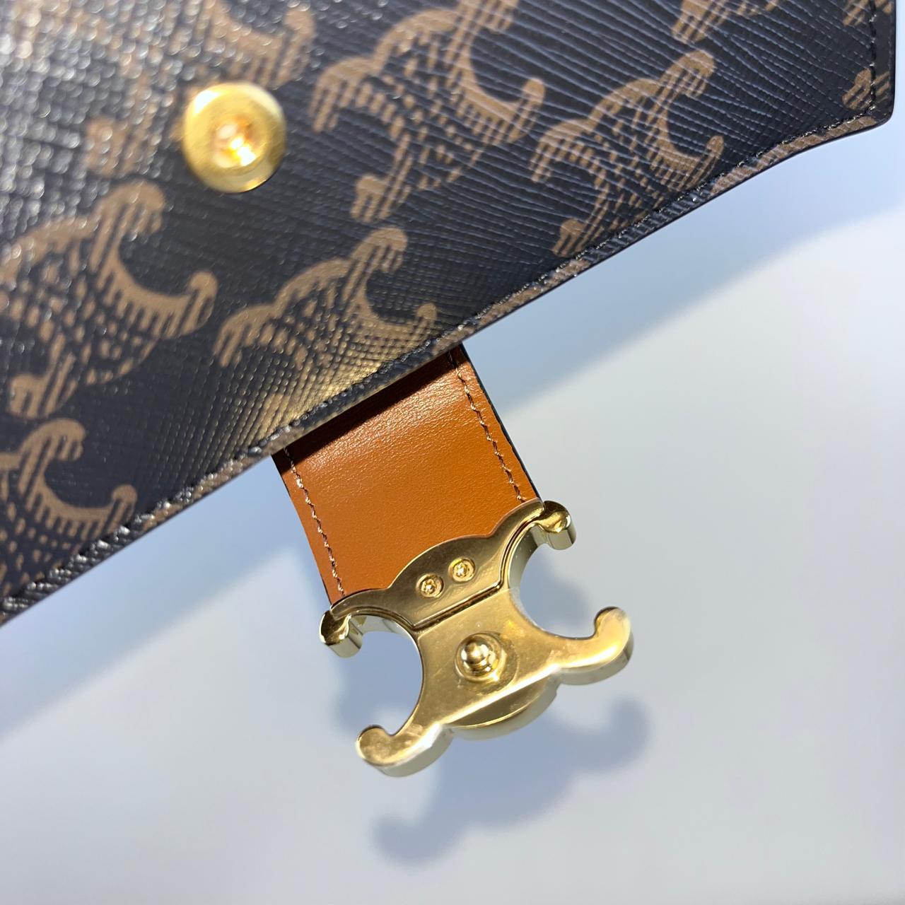 Celine Triomphe Canvas Compact Wallet – 3.9"H x 4.1"L x 1"W