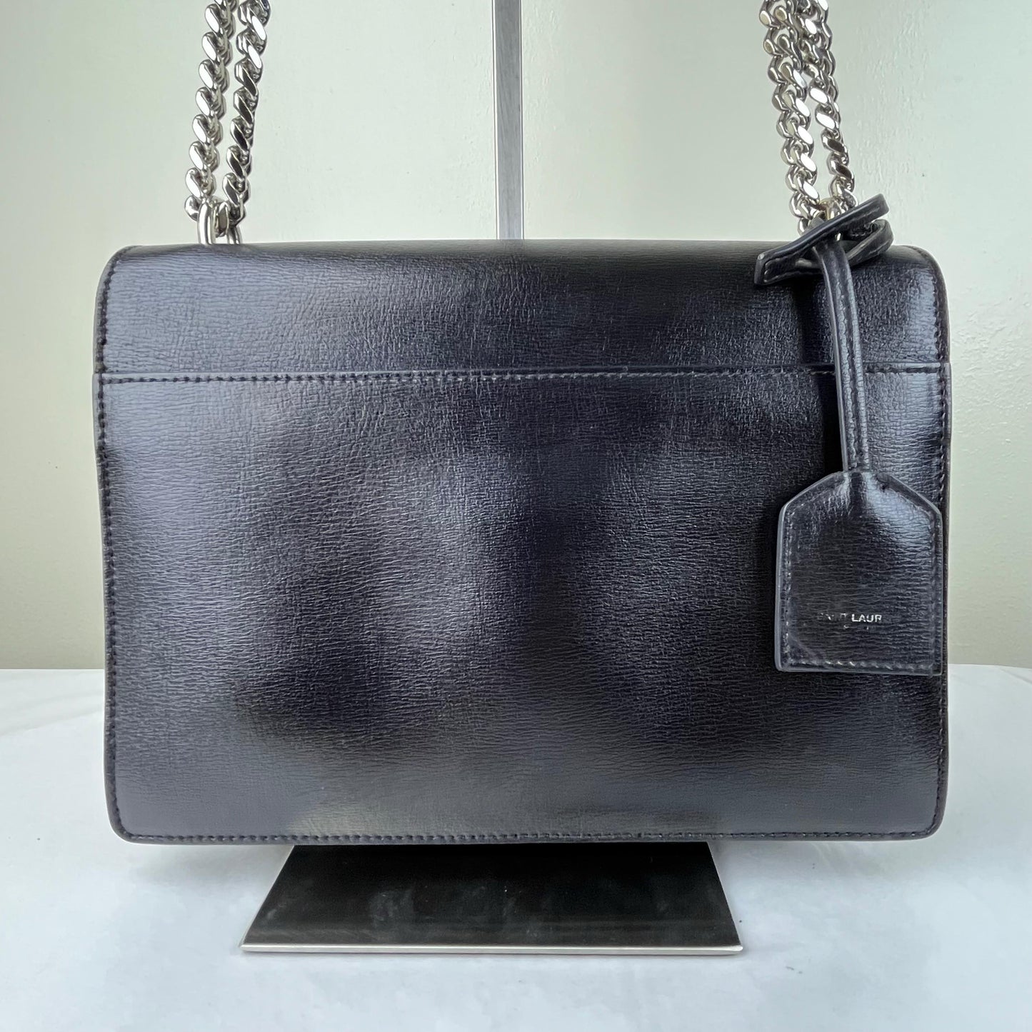 YSL Sunset Medium Smooth leather - black β 6.7"H x 8.8"L x 3.1"W