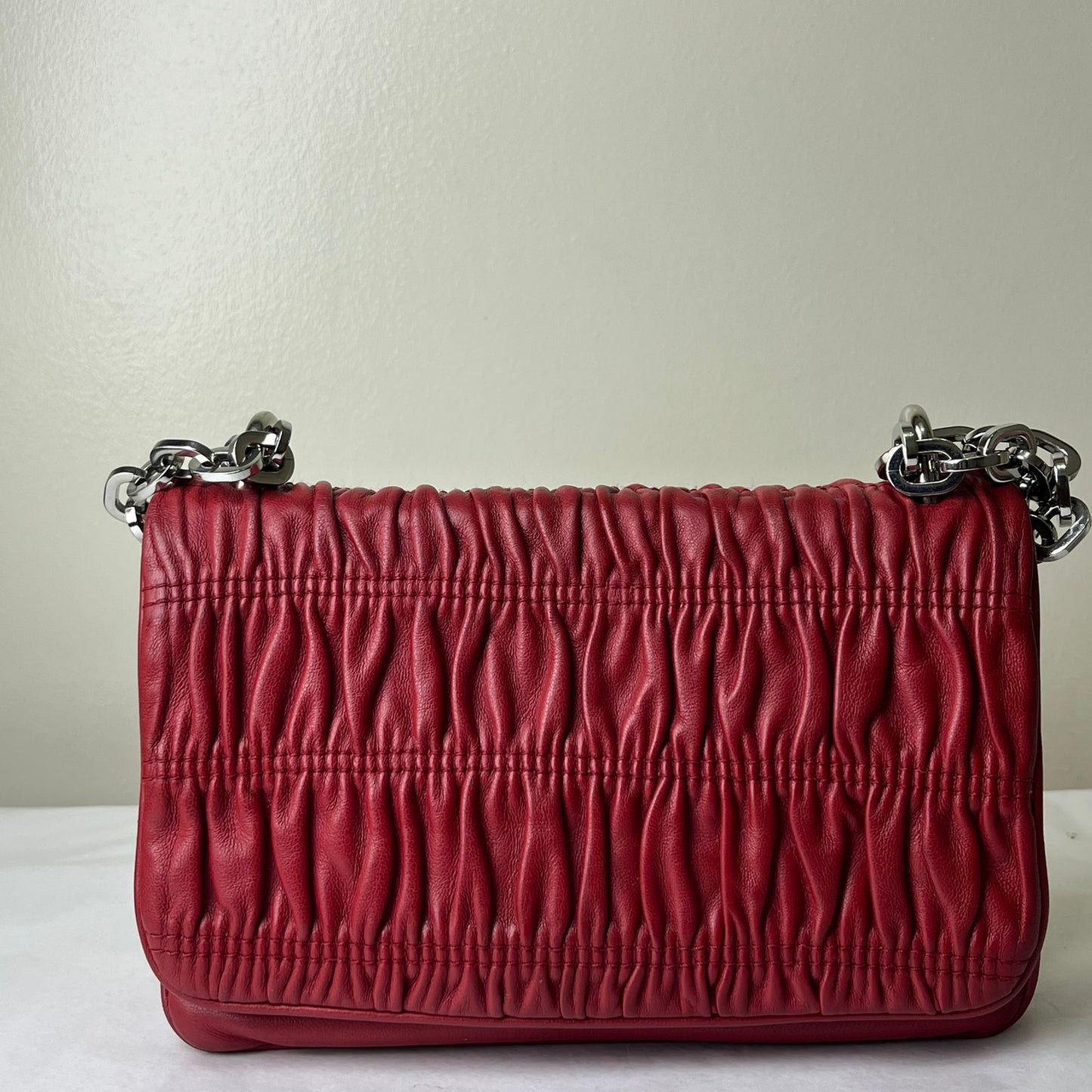 Prada Nappa Gaufre Wallet on Chain Red