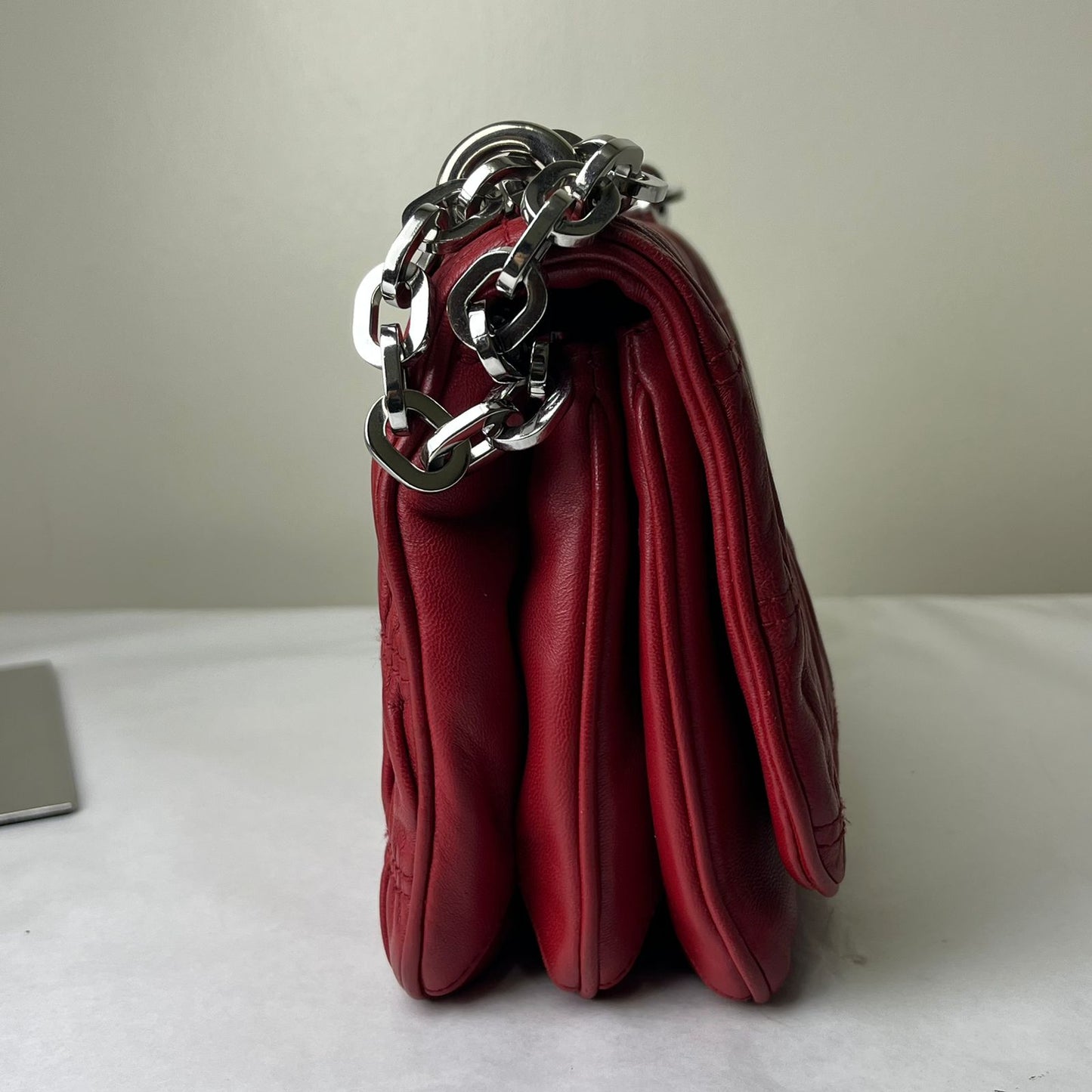 Prada Nappa Gaufre Wallet on Chain Red