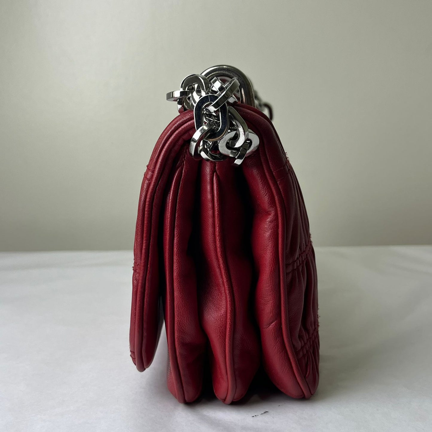 Prada Nappa Gaufre Wallet on Chain Red