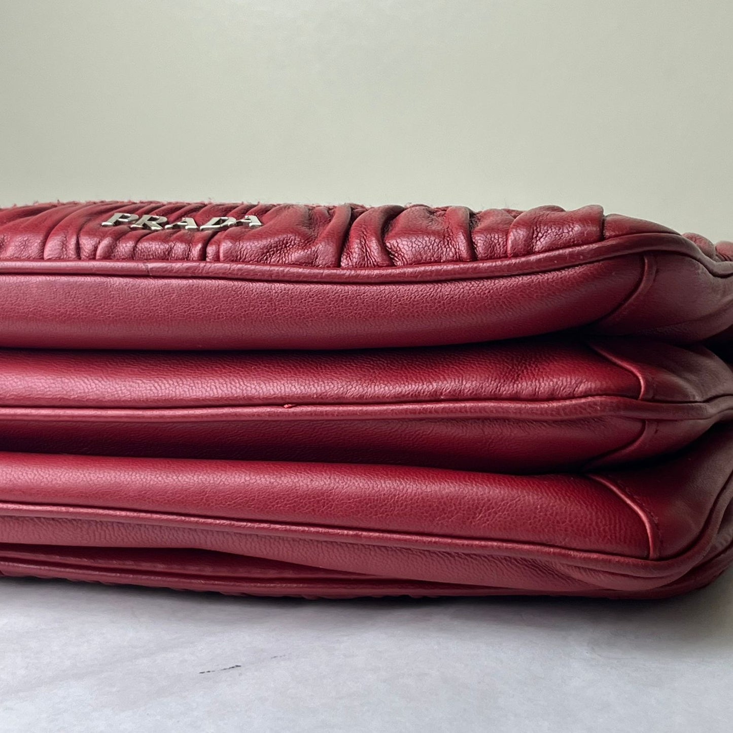 Prada Nappa Gaufre Wallet on Chain Red