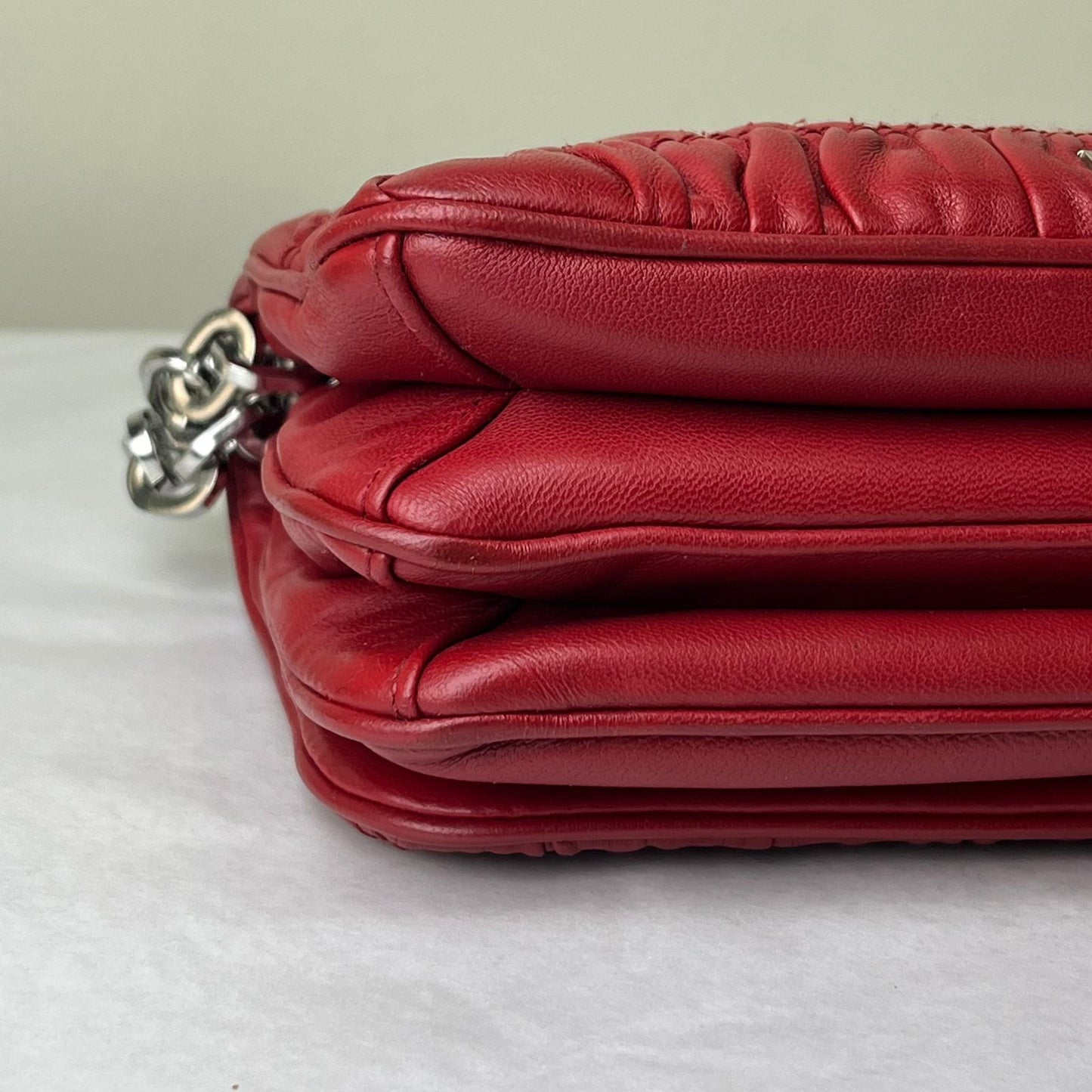 Prada Nappa Gaufre Wallet on Chain Red