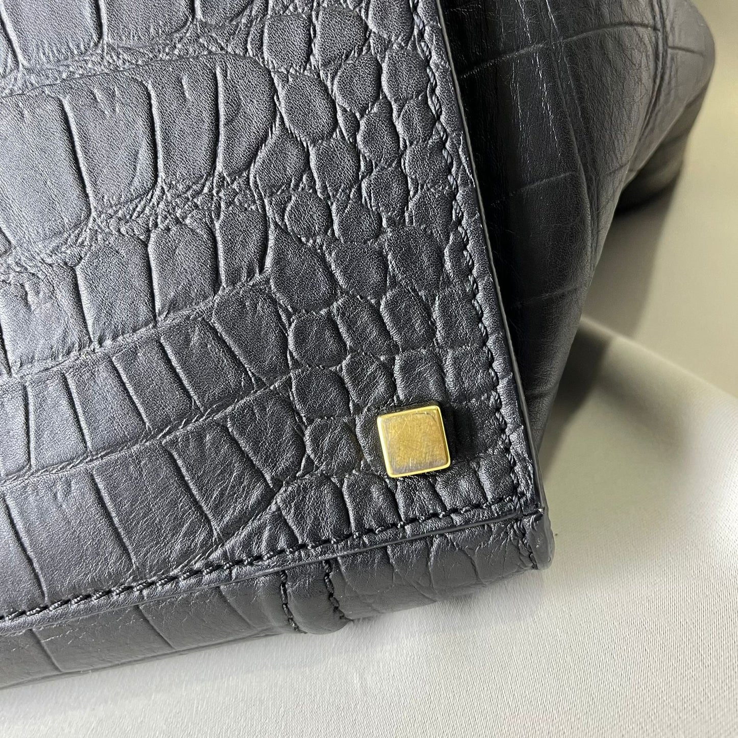 Celine Phantom Luggage Tote Bag Crocodile Embossed-Leather Black