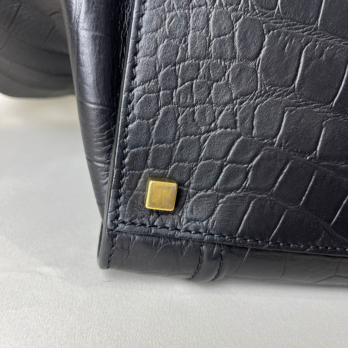 Celine Phantom Luggage Tote Bag Crocodile Embossed-Leather Black